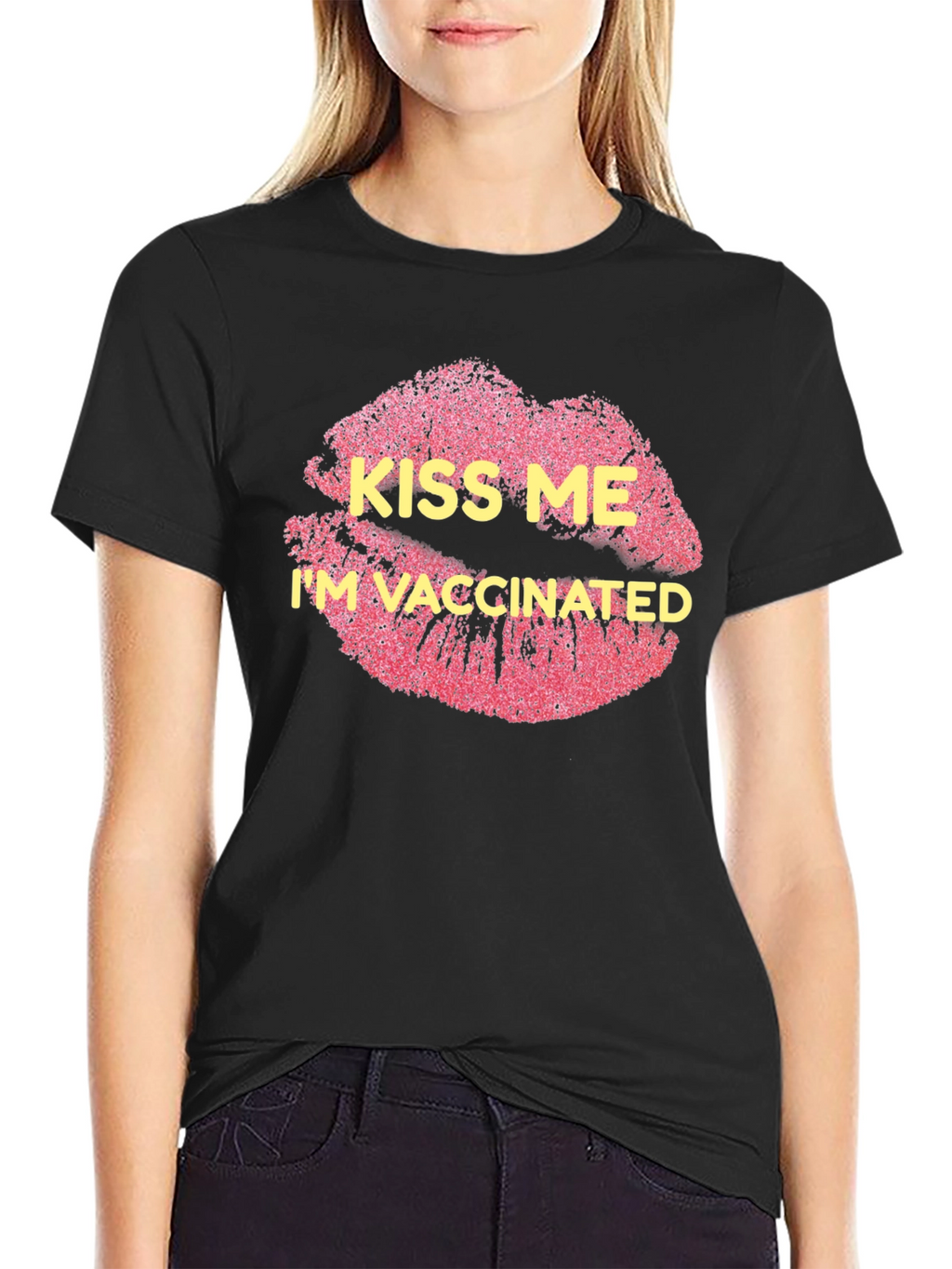 Kiss Me Im Vaccinated Black T-Shirt
