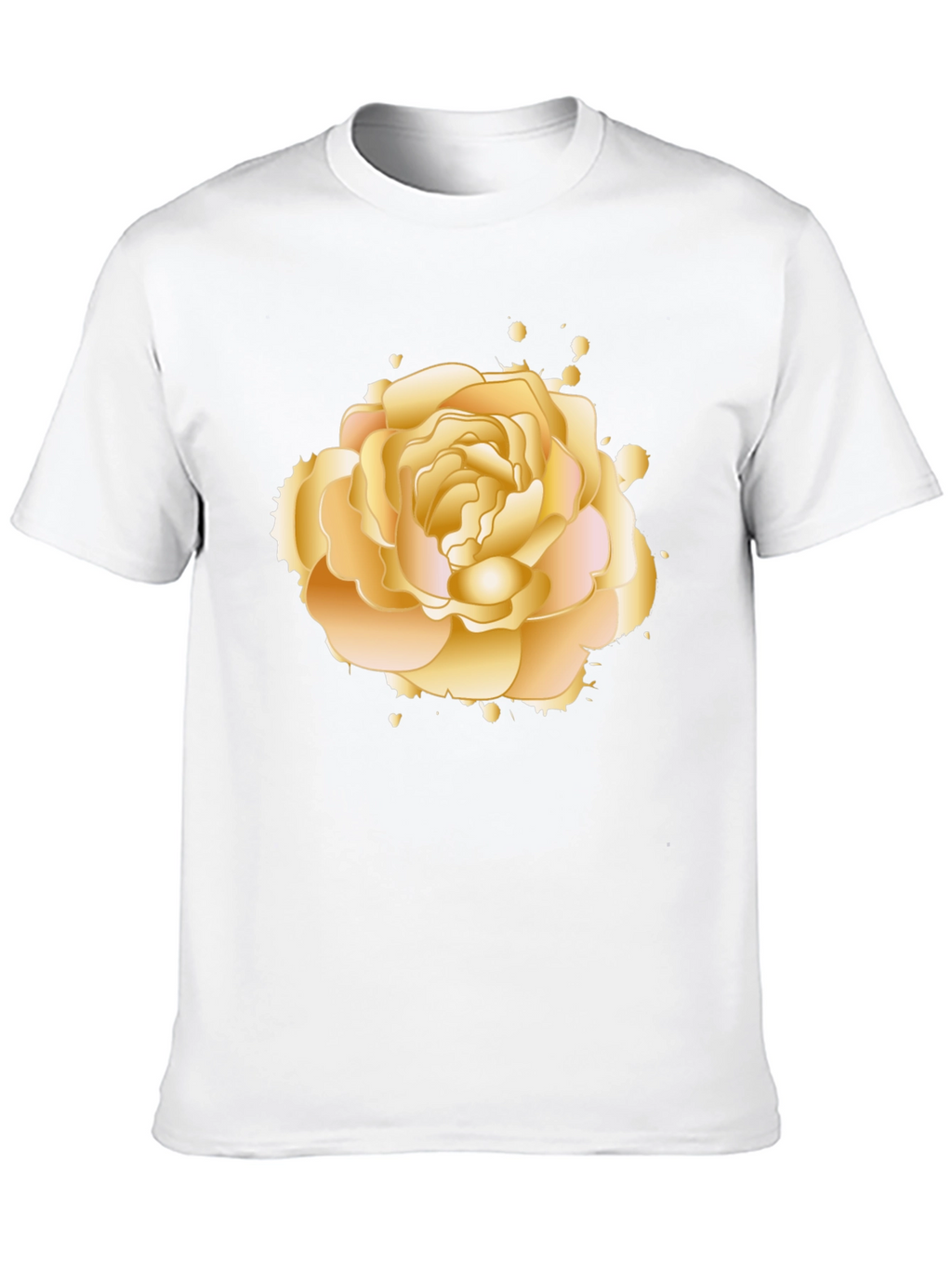 Golden Rose Graphic Tee - Elegant Floral Design