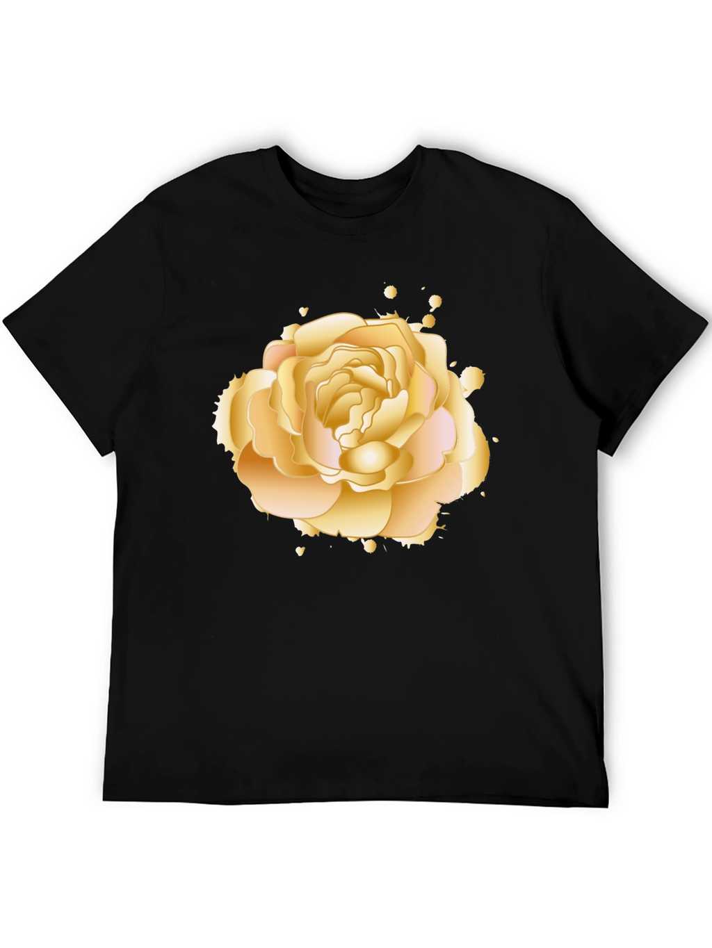 Golden Rose Graphic Tee - Elegant Floral Design