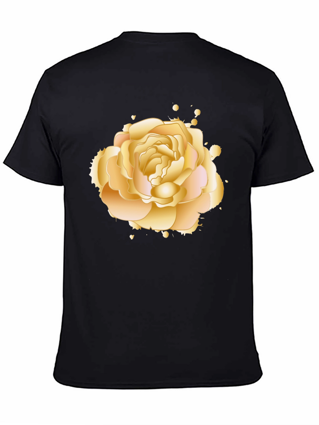 Golden Rose Graphic Tee - Elegant Floral Design
