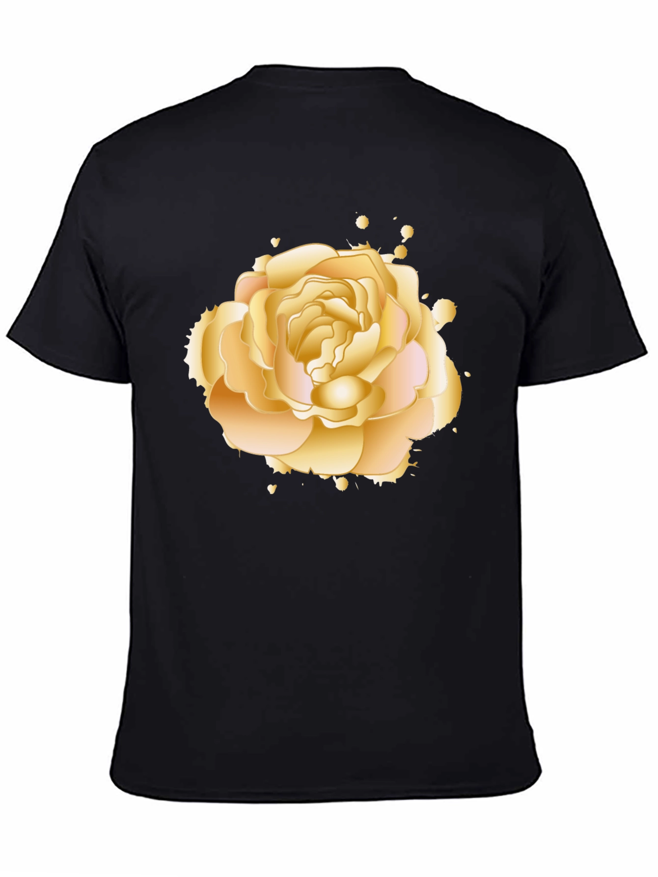 Golden Rose Graphic Tee - Elegant Floral Design