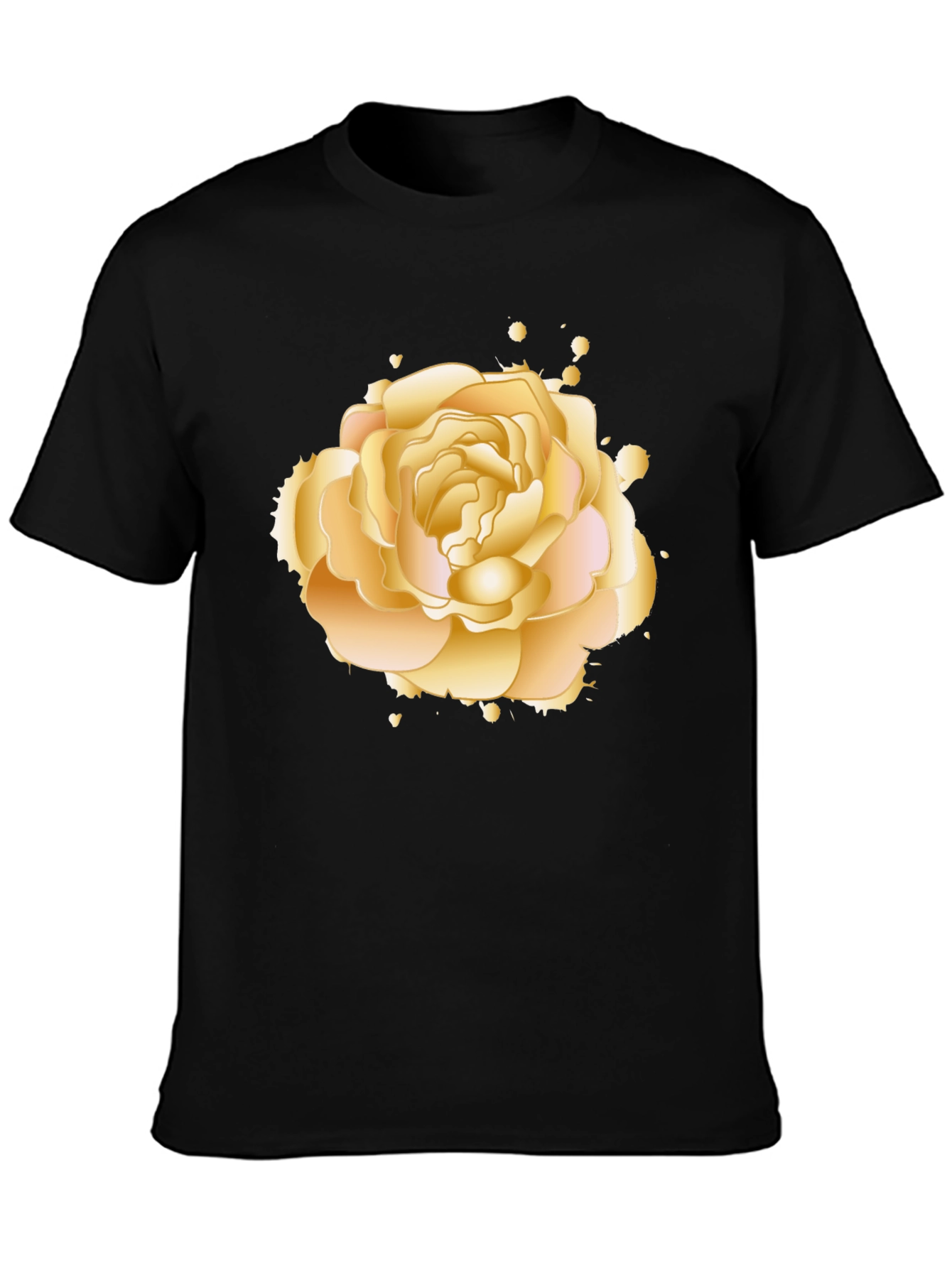 Golden Rose Graphic Tee - Elegant Floral Design