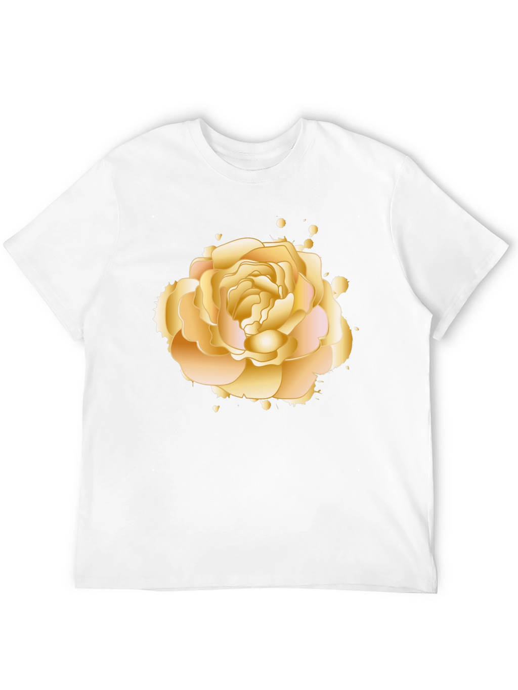 Golden Rose Graphic Tee - Elegant Floral Design