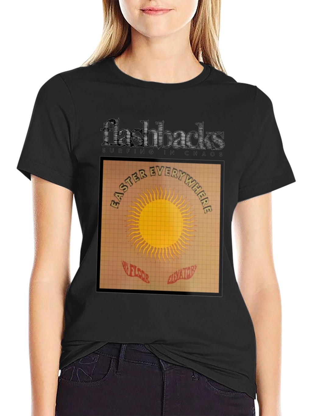 Flashbacks Easter Everywhere Black Graphic T-Shirt