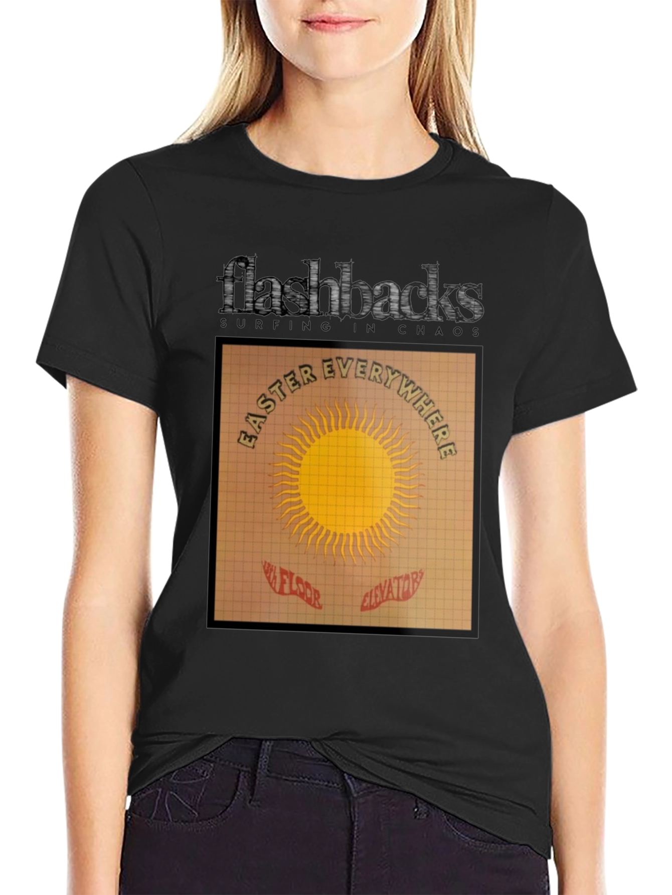Flashbacks Easter Everywhere Black Graphic T-Shirt