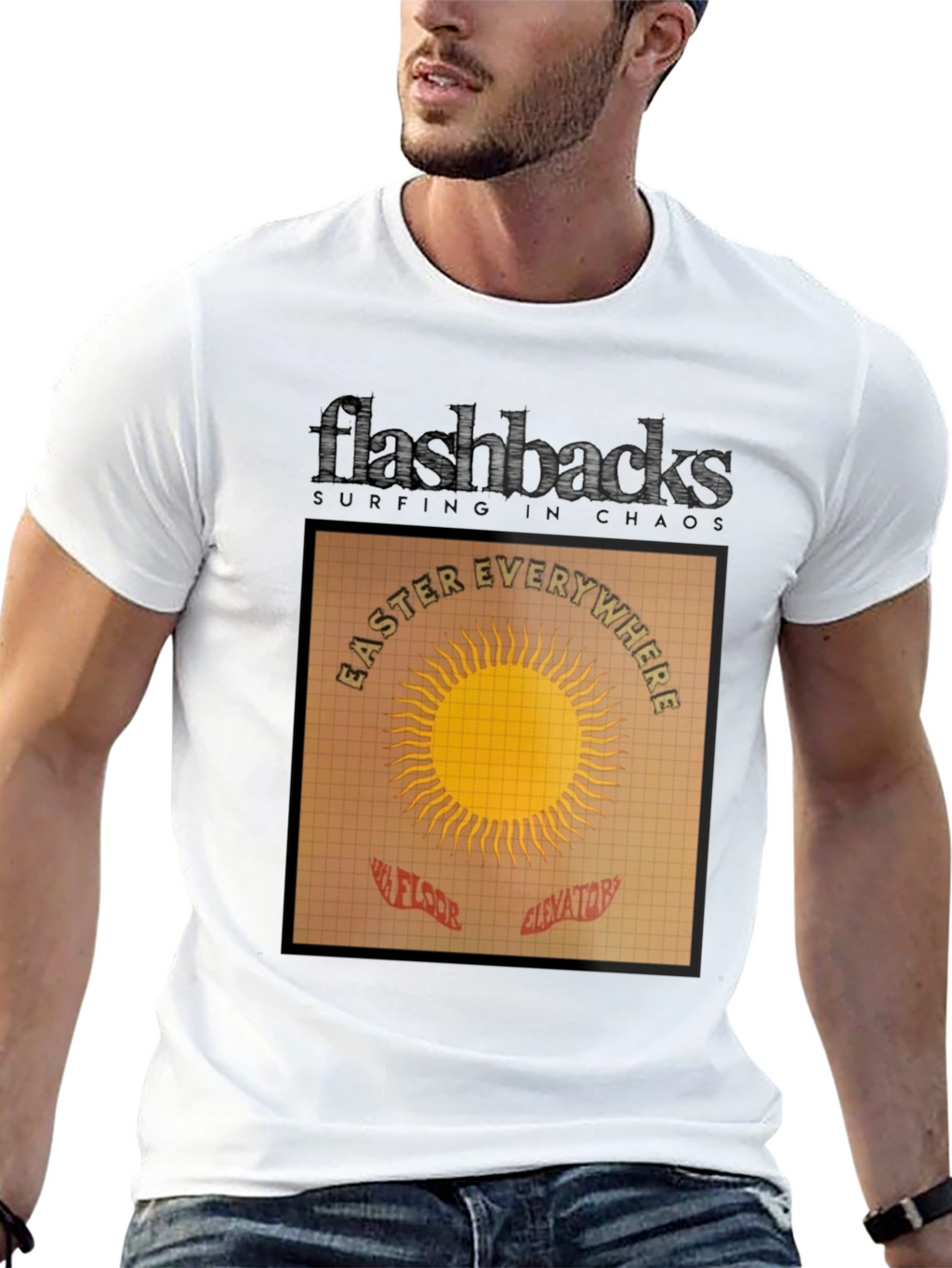 Flashbacks Easter Everywhere Black Graphic T-Shirt