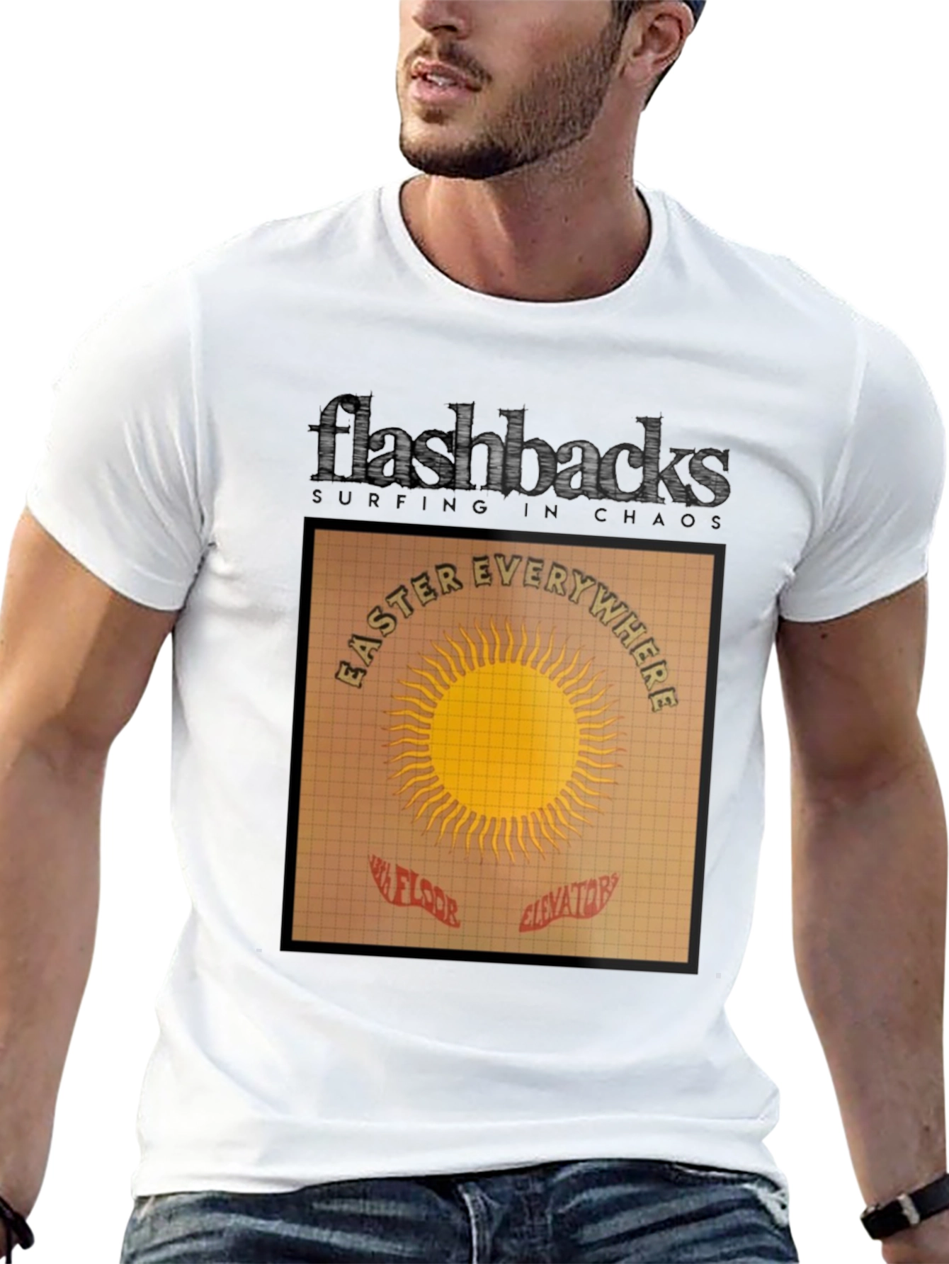 Flashbacks Easter Everywhere Black Graphic T-Shirt