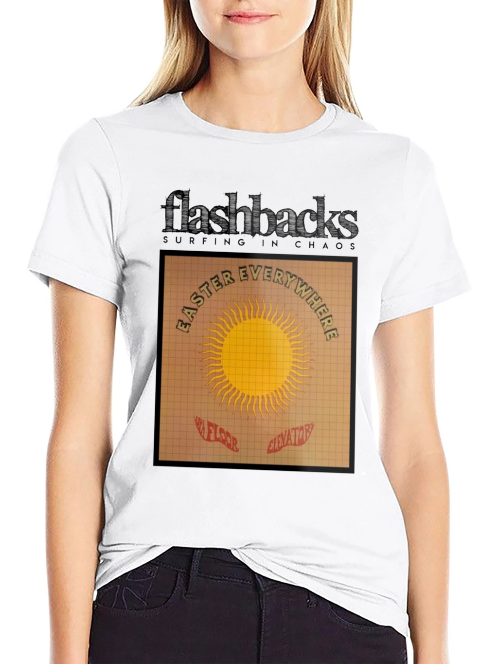 Flashbacks Easter Everywhere Black Graphic T-Shirt
