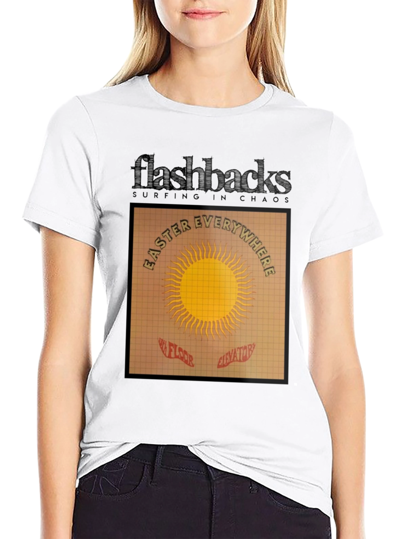 Flashbacks Easter Everywhere Black Graphic T-Shirt