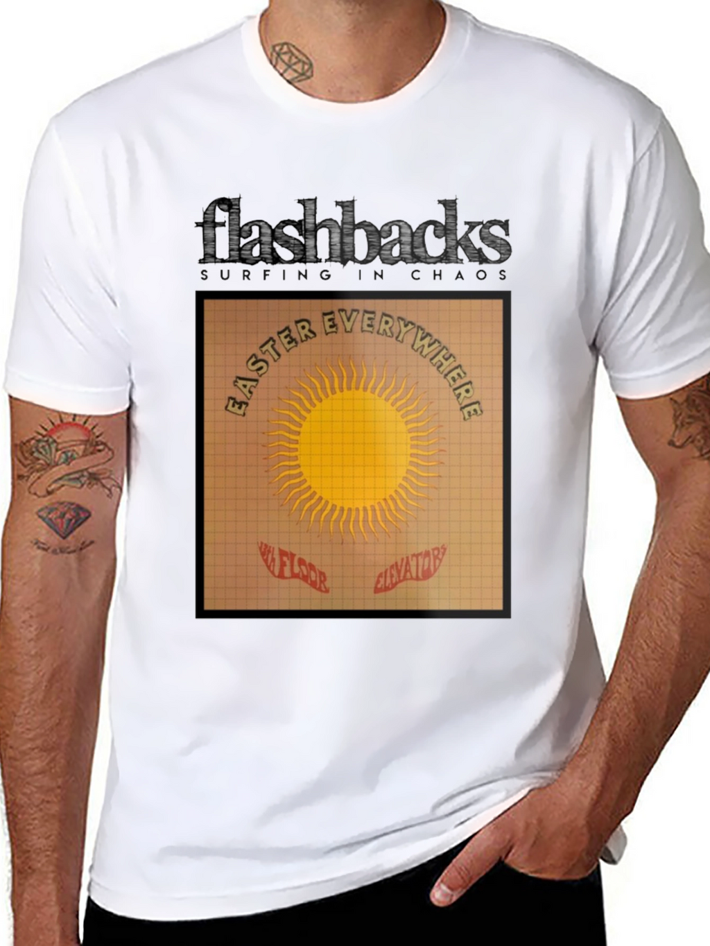 Flashbacks Easter Everywhere Black Graphic T-Shirt
