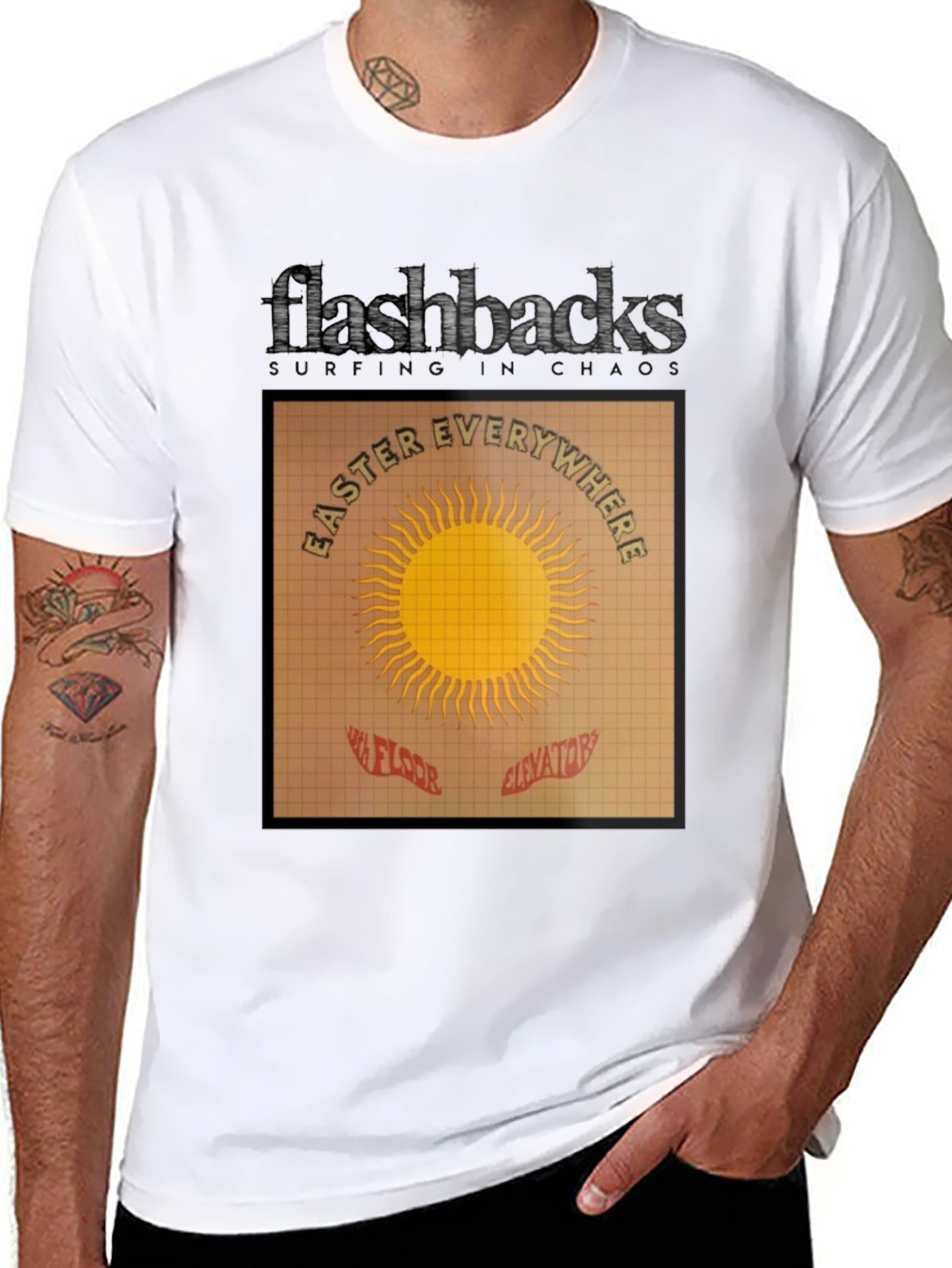 Flashbacks Easter Everywhere Black Graphic T-Shirt