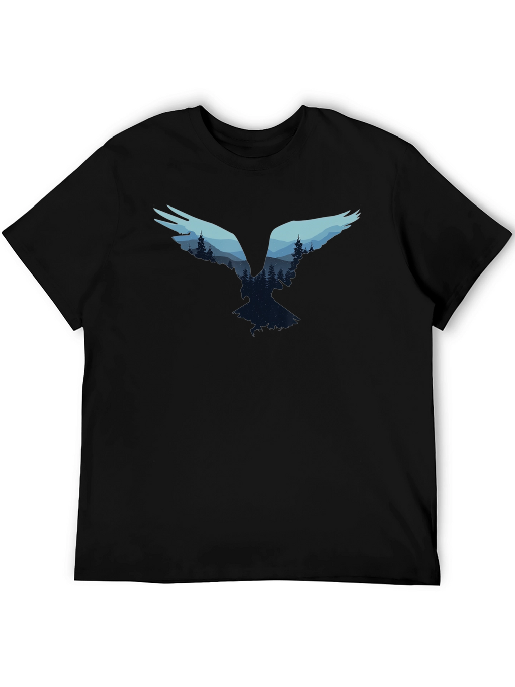 Nature Bird Graphic Tee - Black Cotton Blend