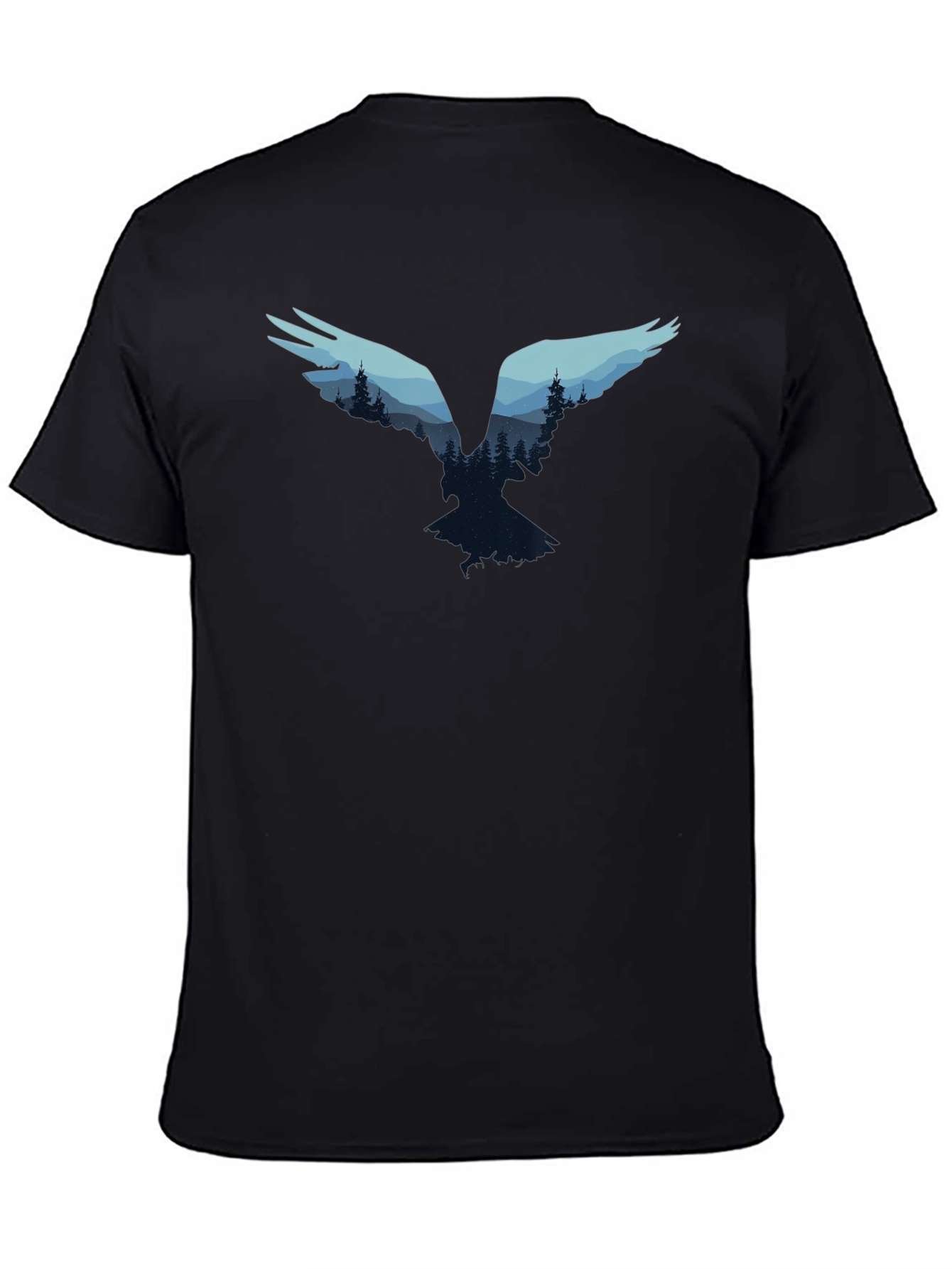 Nature Bird Graphic Tee - Black Cotton Blend