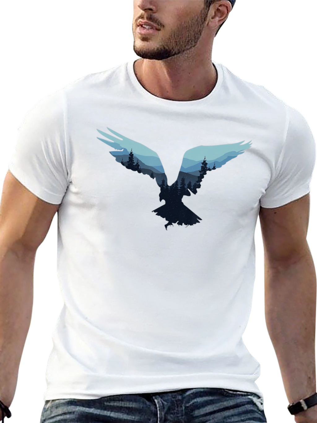 Nature Bird Graphic Tee - Black Cotton Blend