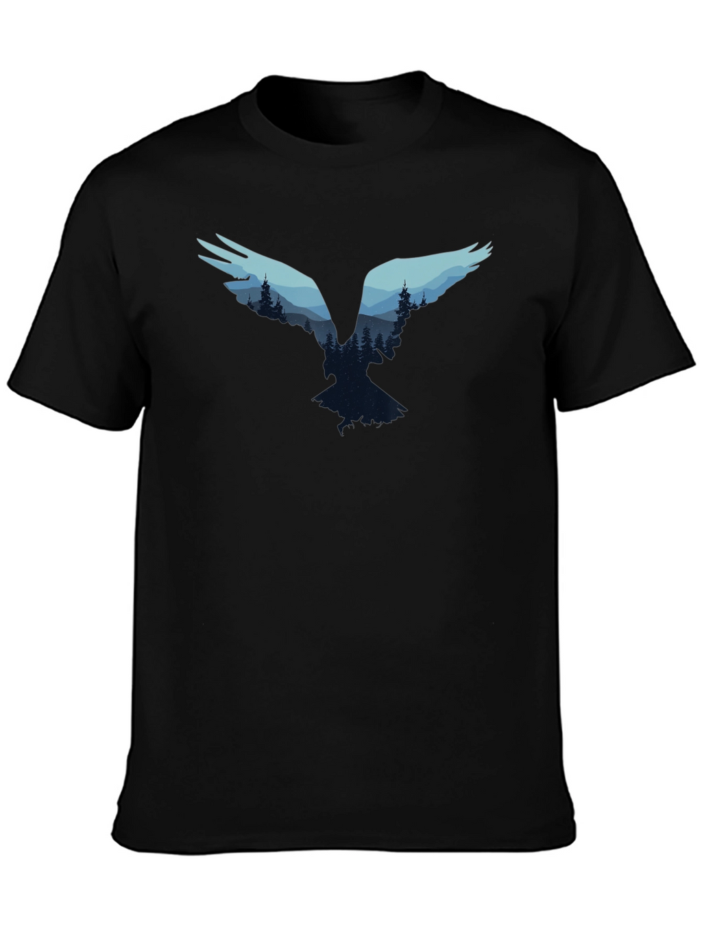 Nature Bird Graphic Tee - Black Cotton Blend