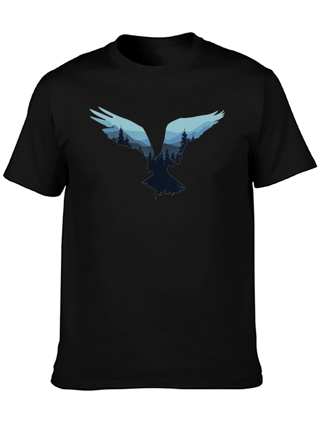 Nature Bird Graphic Tee - Black Cotton Blend