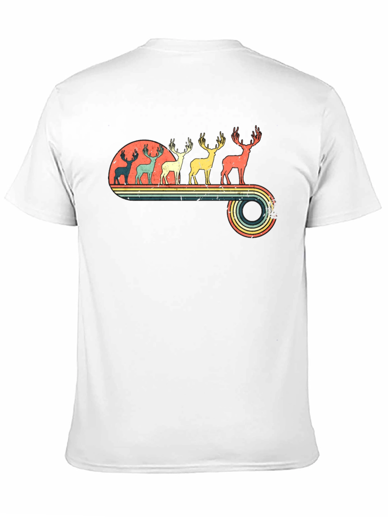 Retro Deer Silhouette Graphic T-Shirt