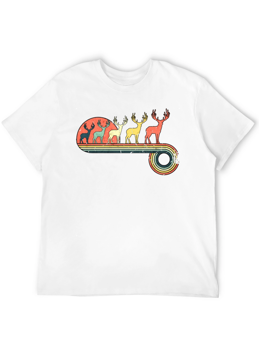 Retro Deer Silhouette Graphic T-Shirt