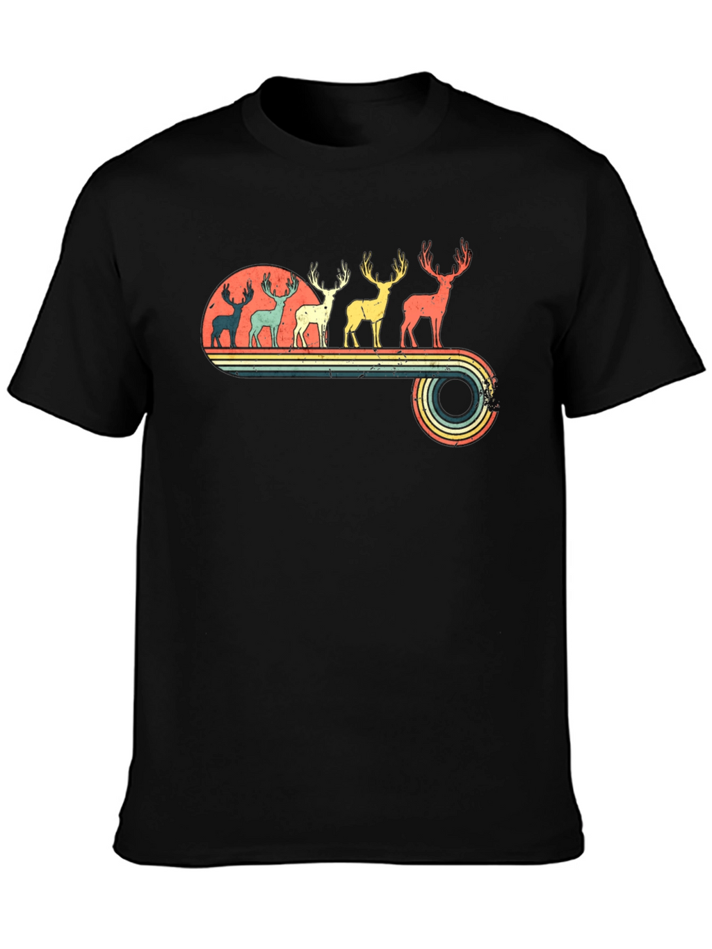 Retro Deer Silhouette Graphic T-Shirt