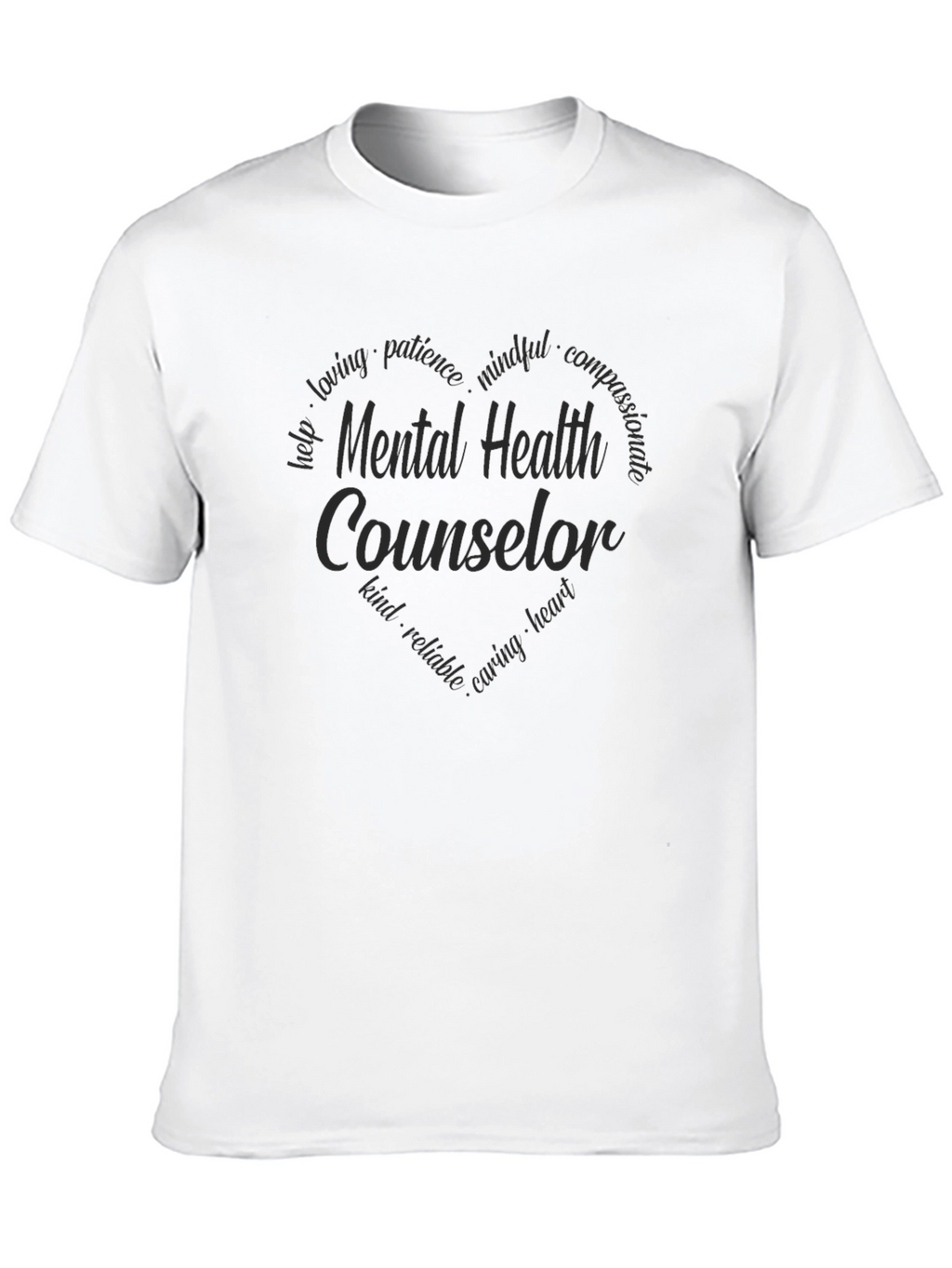 Mental Health Counselor Heart Graphic Tee - Black