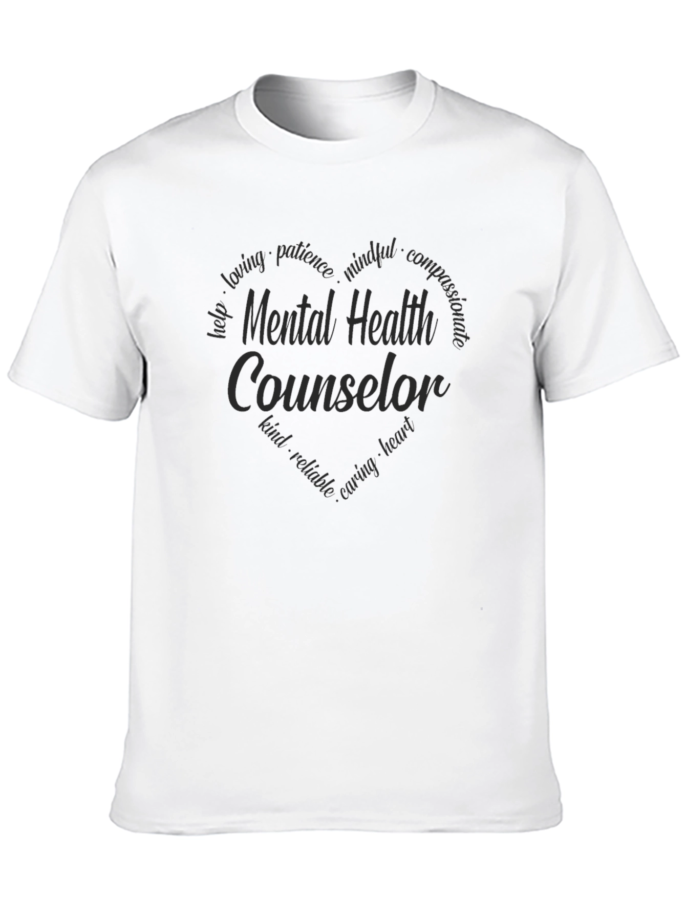 Mental Health Counselor Heart Graphic Tee - Black