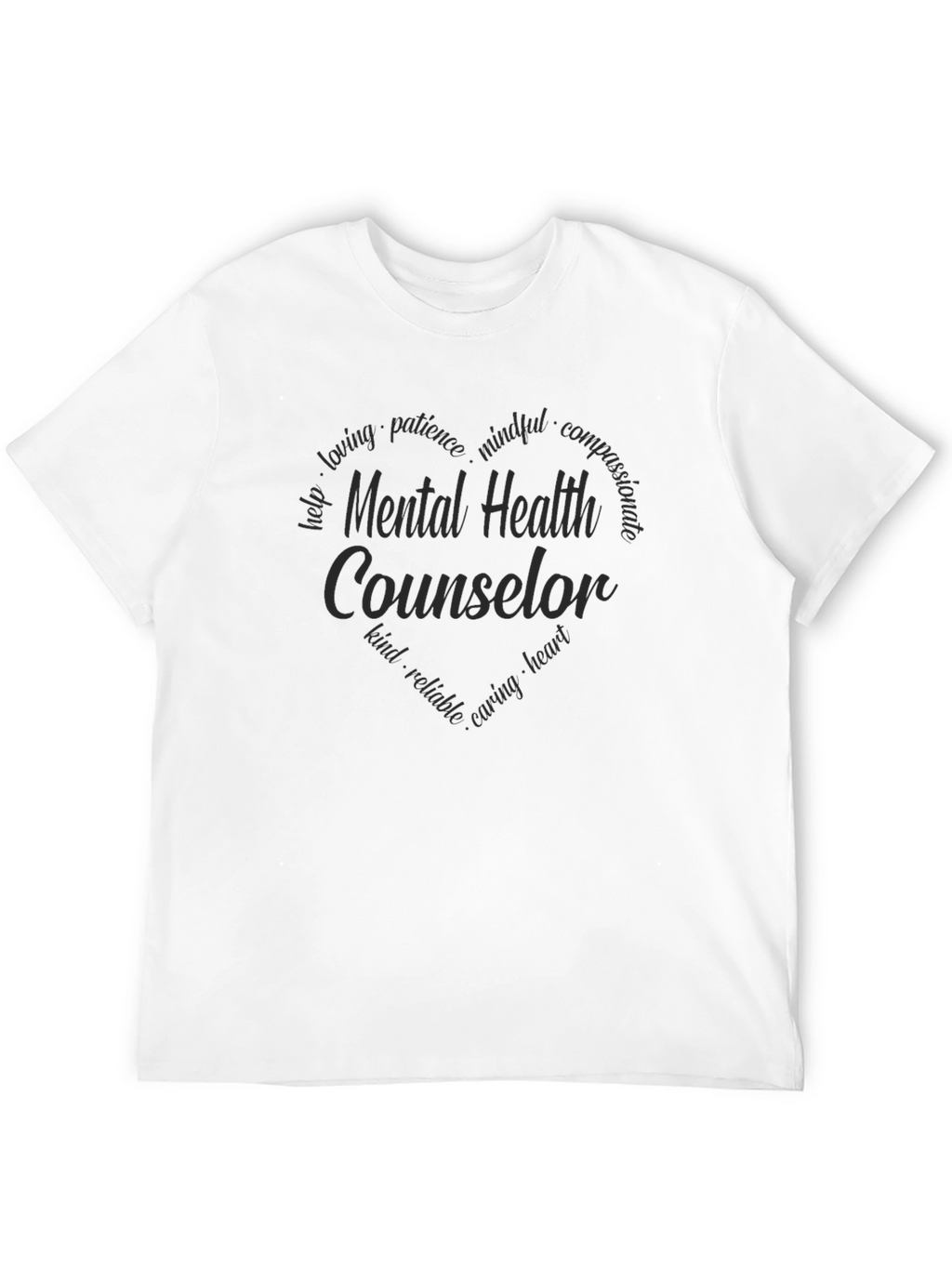 Mental Health Counselor Heart Graphic Tee - Black
