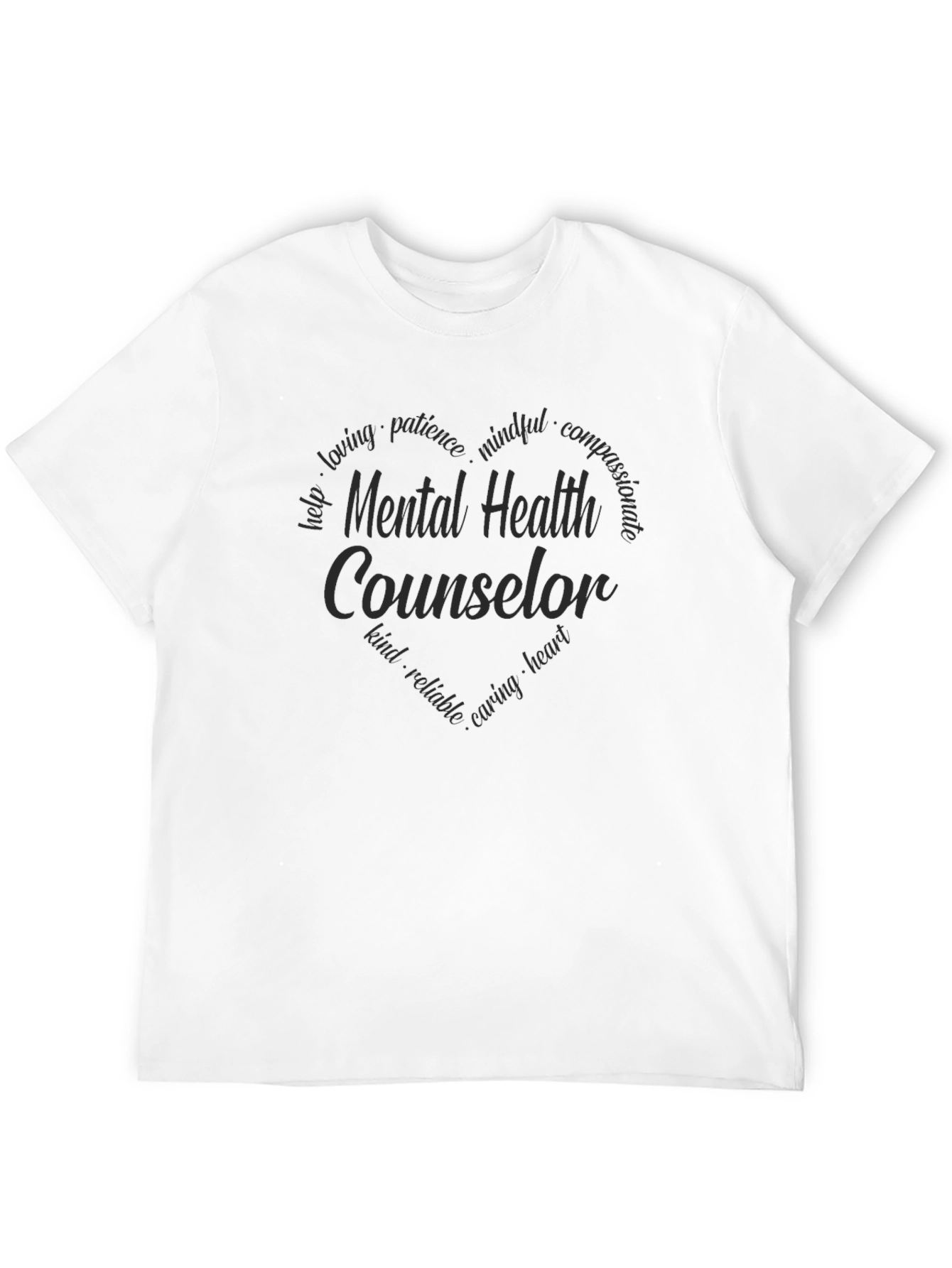 Mental Health Counselor Heart Graphic Tee - Black
