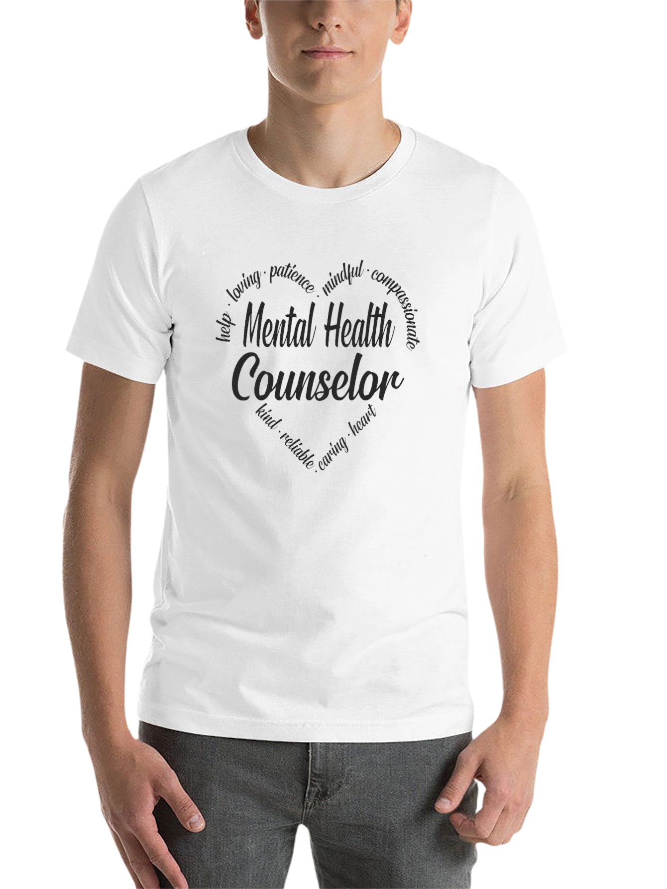 Mental Health Counselor Heart Graphic Tee - Black
