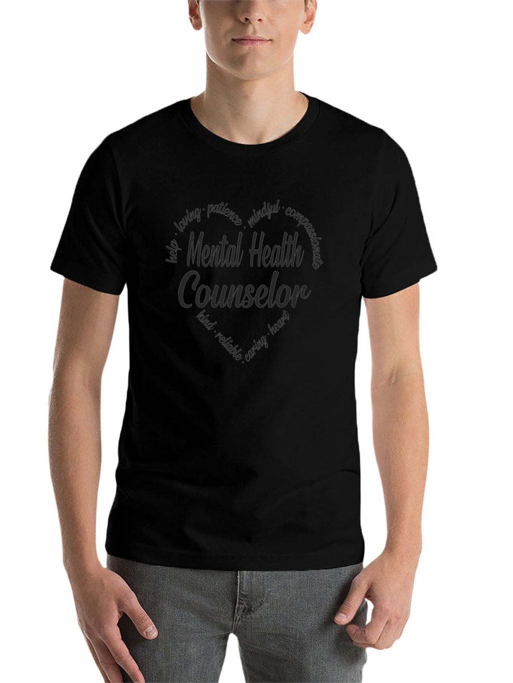 Mental Health Counselor Heart Graphic Tee - Black