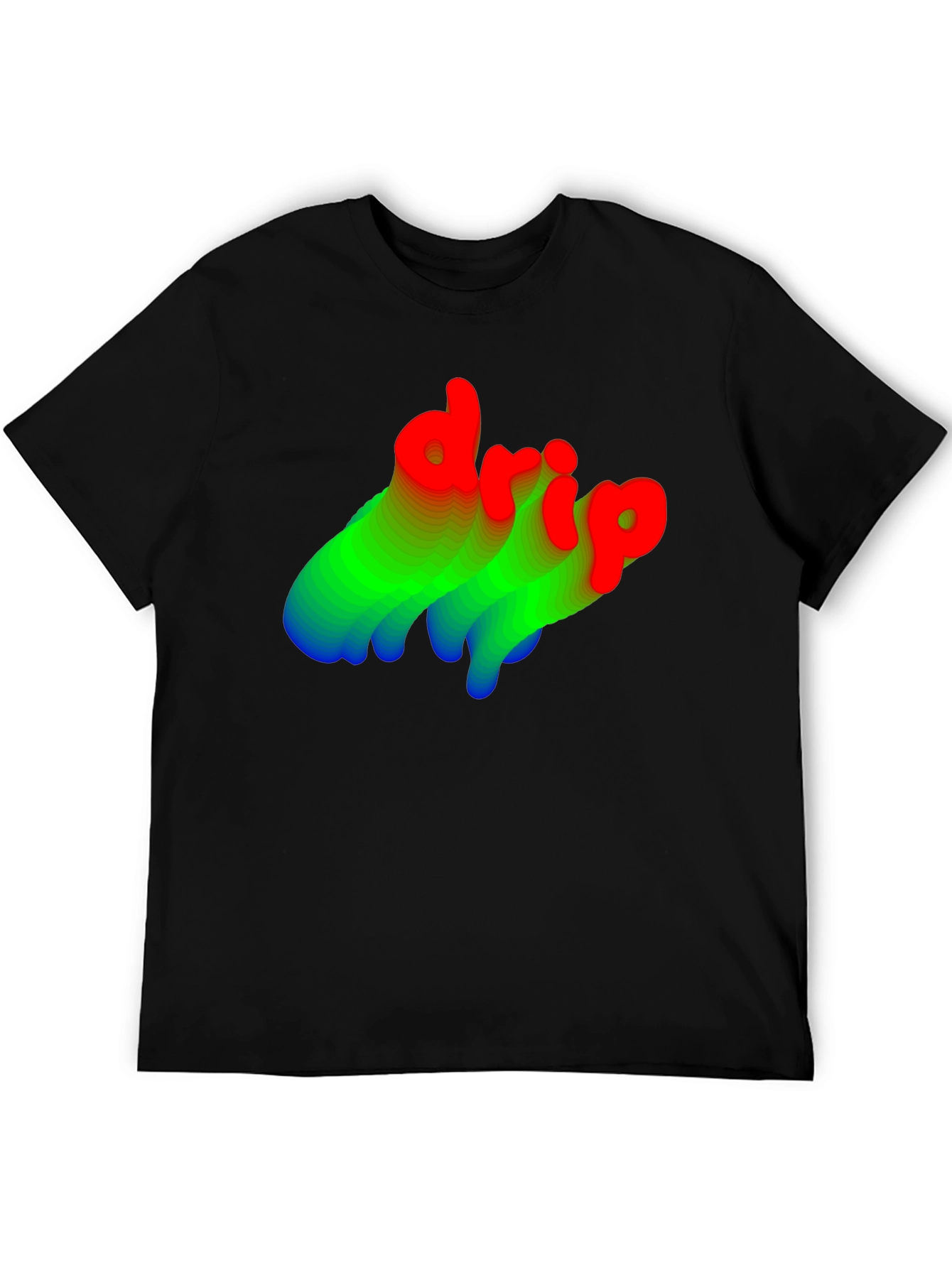 Stylish Drip Graphic Tee - Black Cotton Blend