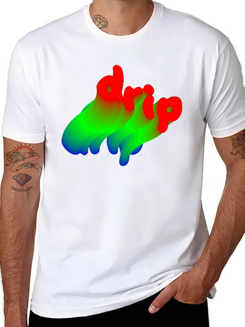 Stylish Drip Graphic Tee - Black Cotton Blend