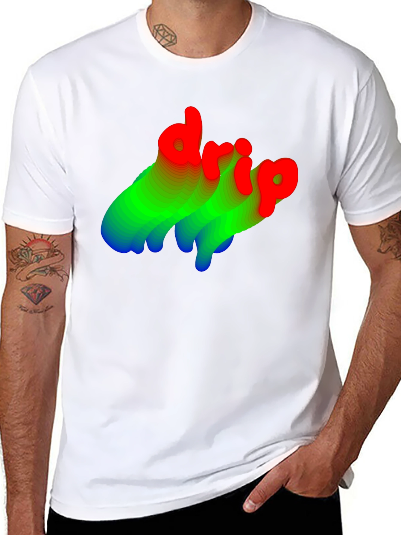 Stylish Drip Graphic Tee - Black Cotton Blend