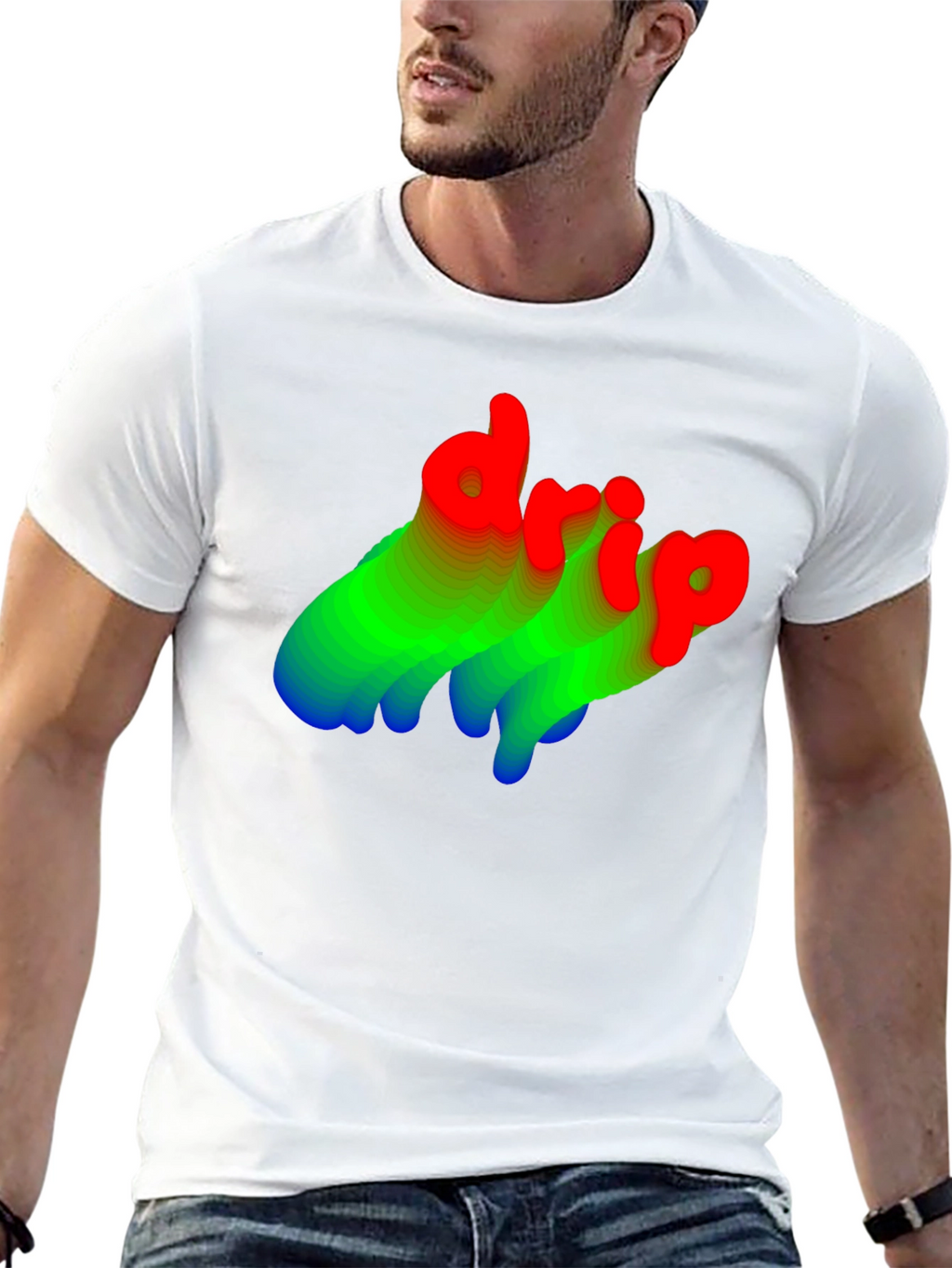 Stylish Drip Graphic Tee - Black Cotton Blend