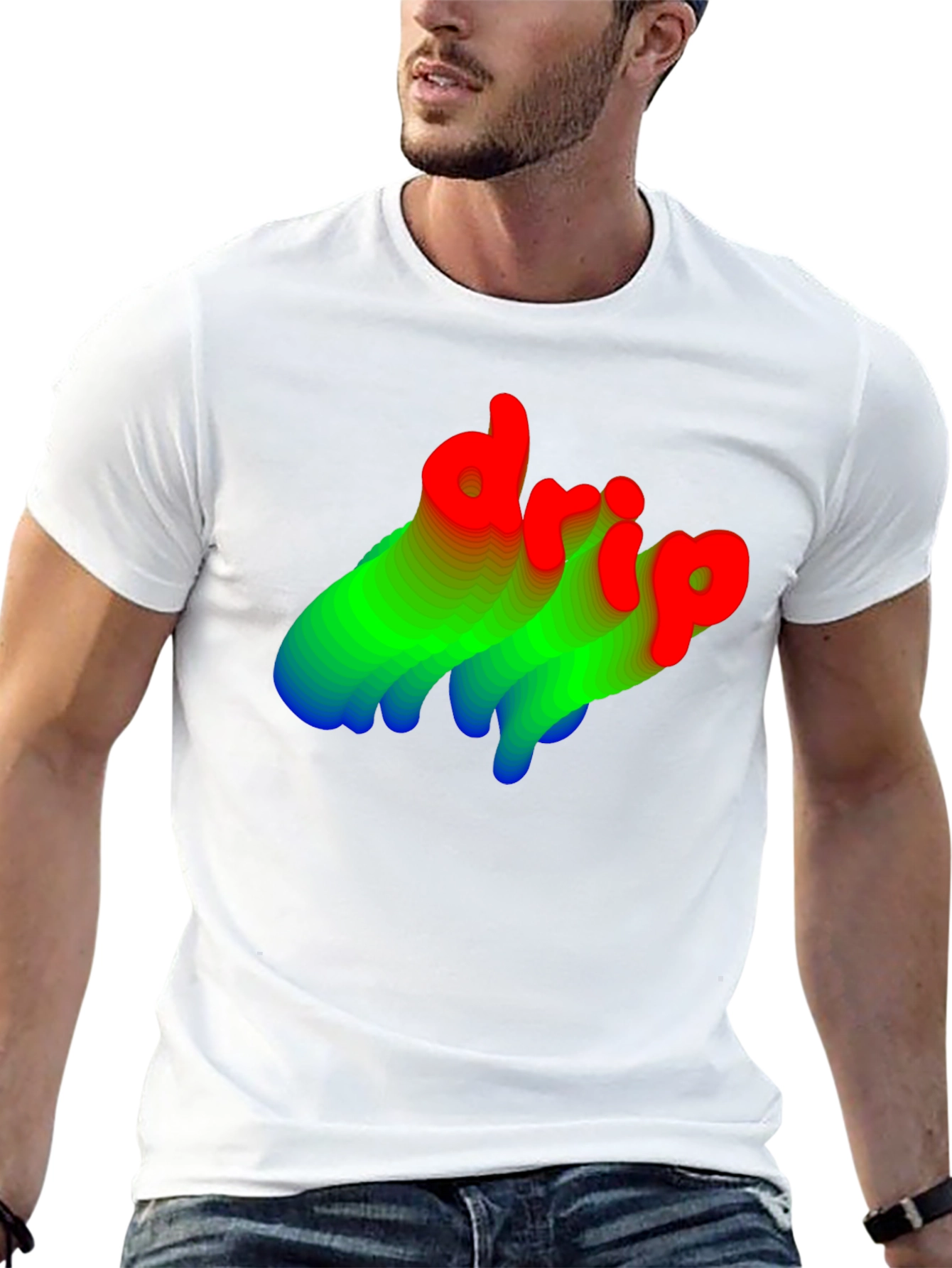 Stylish Drip Graphic Tee - Black Cotton Blend