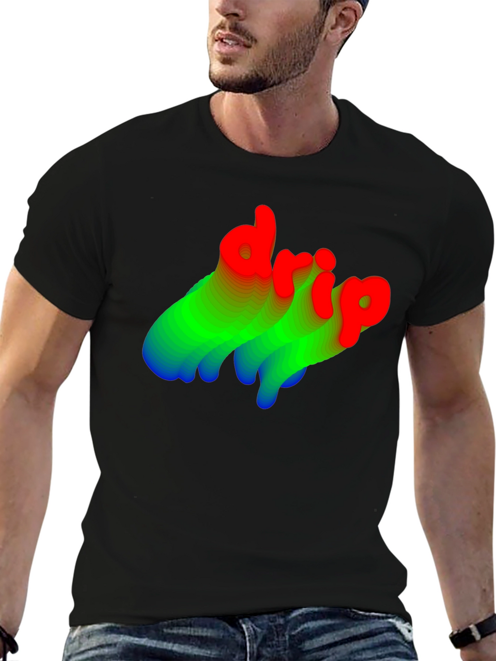 Stylish Drip Graphic Tee - Black Cotton Blend