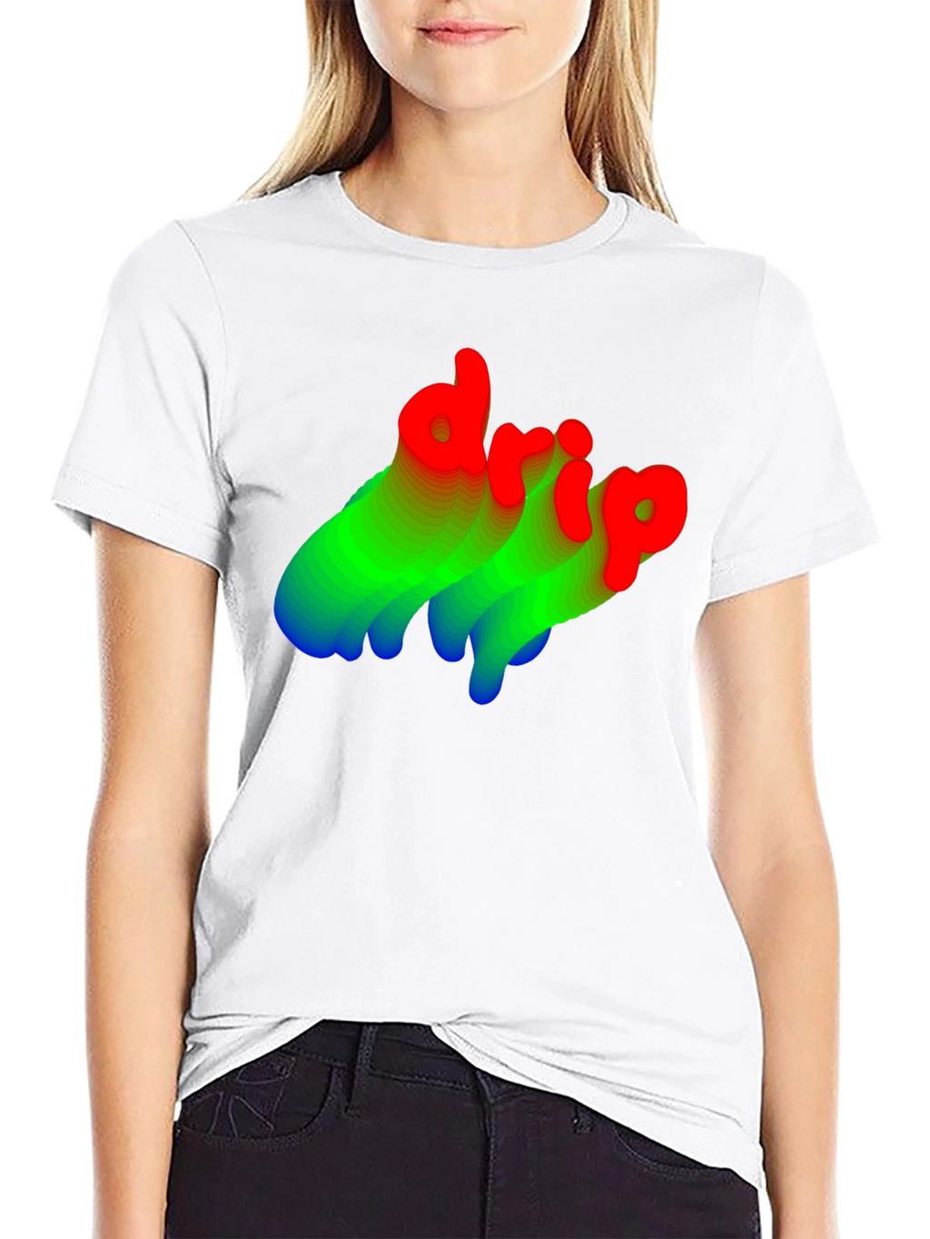 Stylish Drip Graphic Tee - Black Cotton Blend