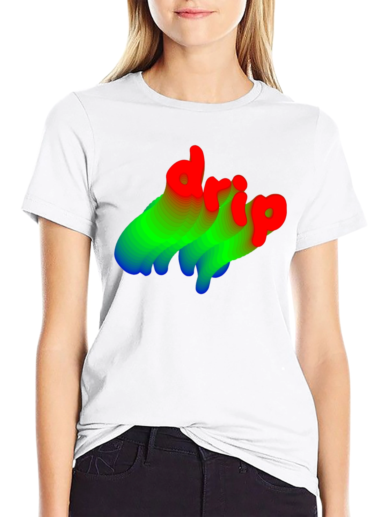 Stylish Drip Graphic Tee - Black Cotton Blend