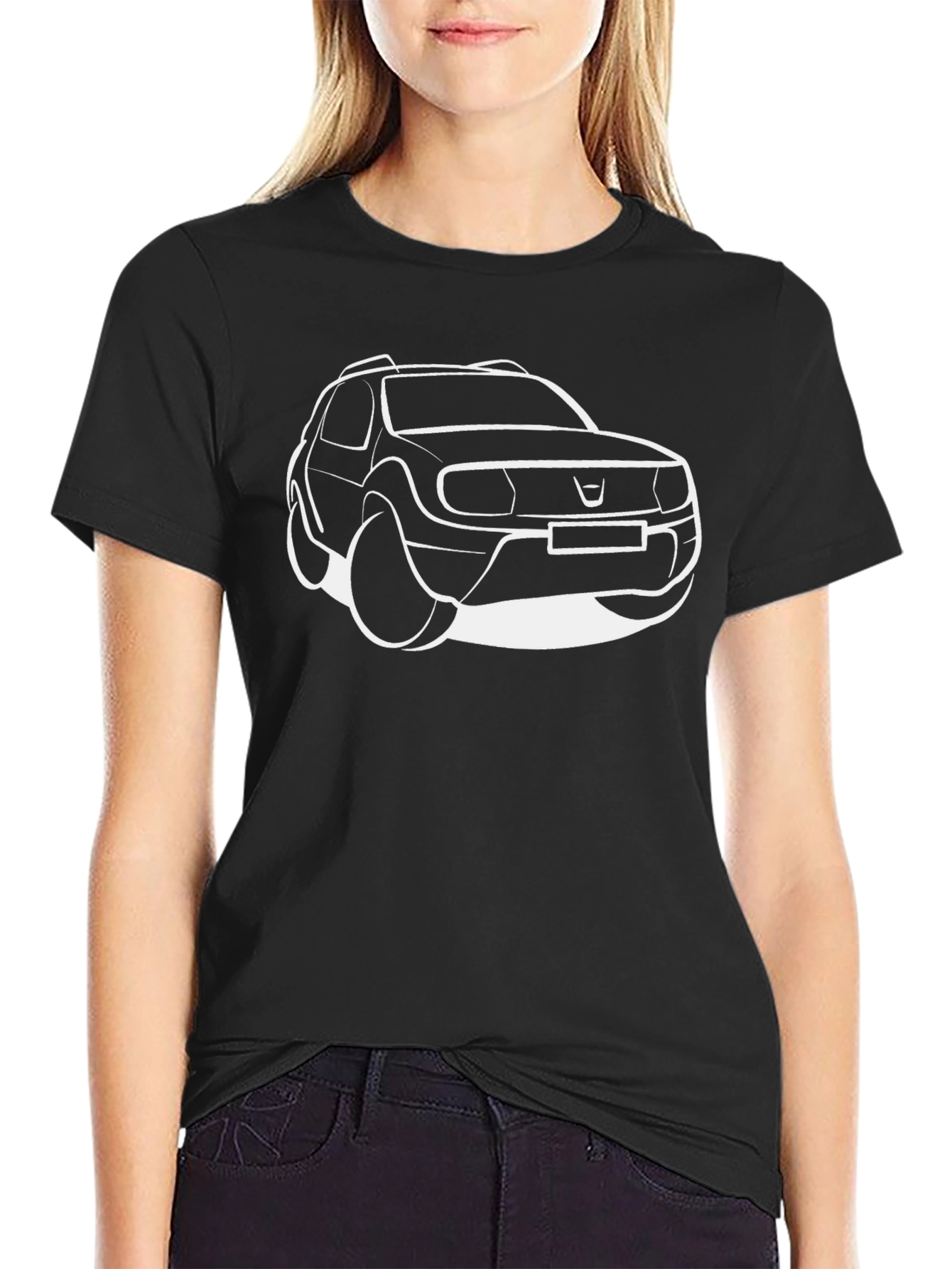 Black Car Outline Graphic Tee for Men