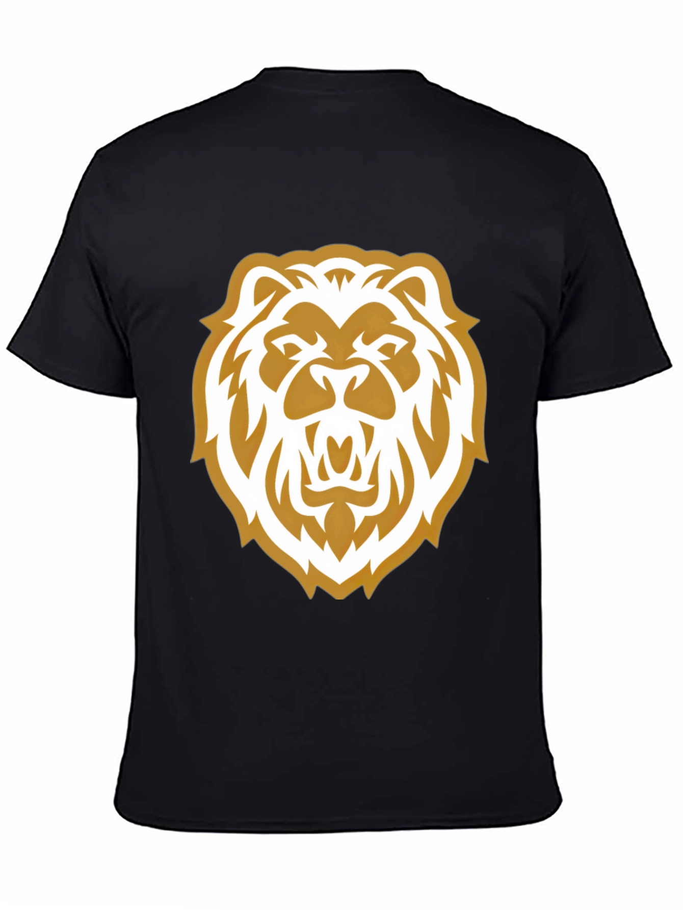 Lion Head Graphic Print Black Tee