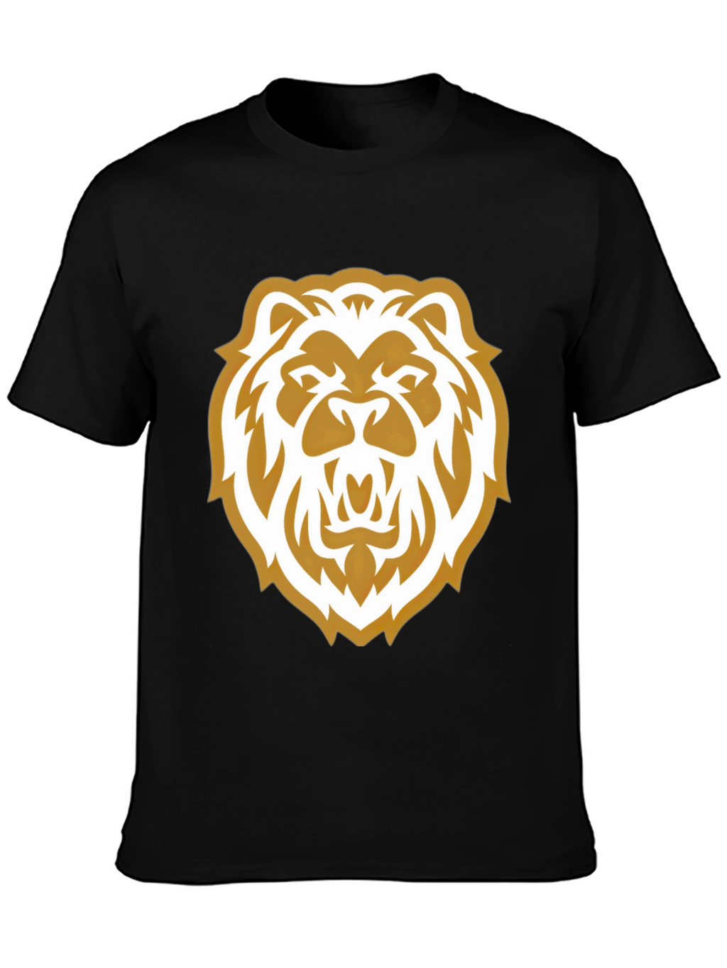 Lion Head Graphic Print Black Tee