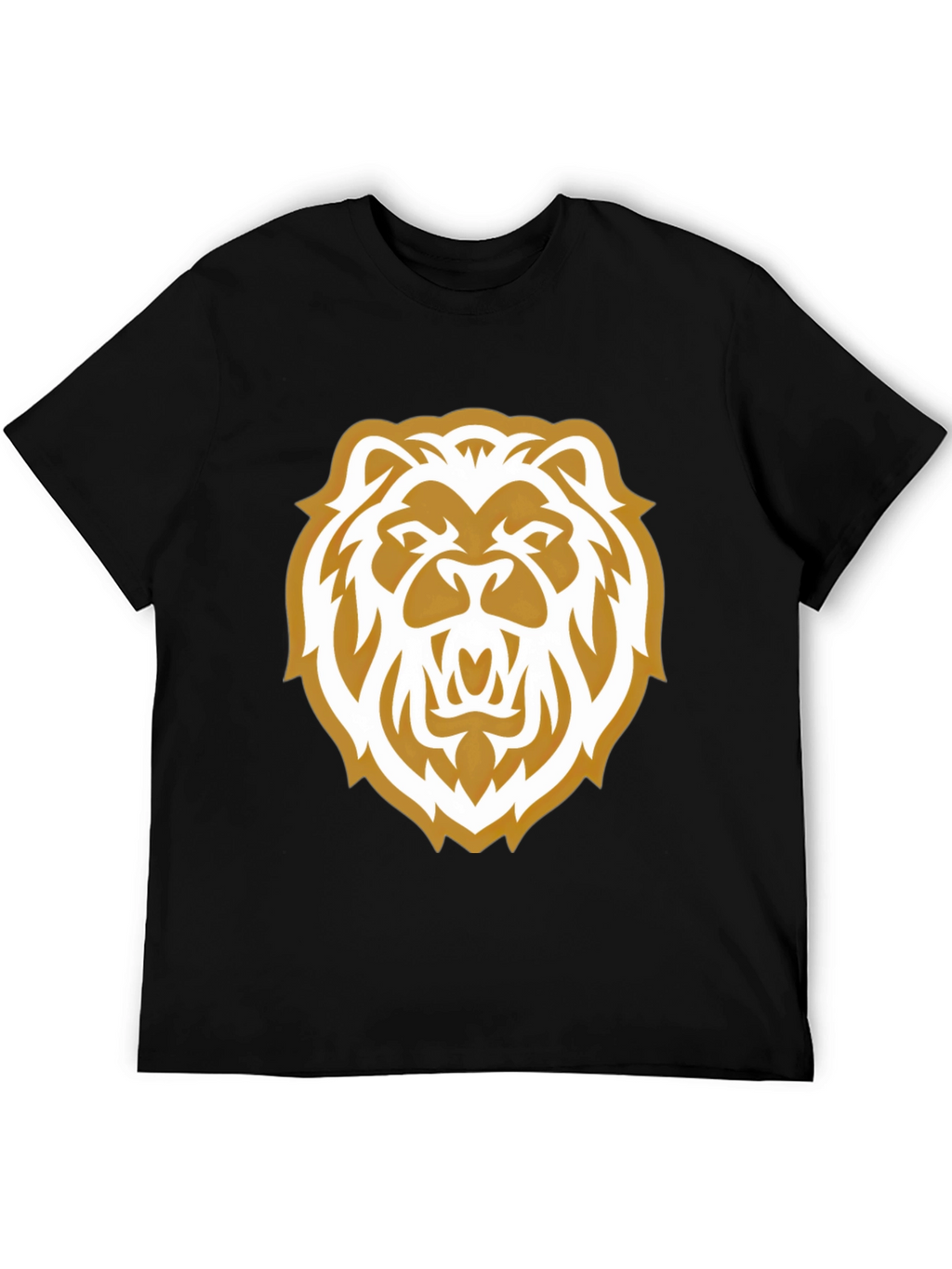 Lion Head Graphic Print Black Tee