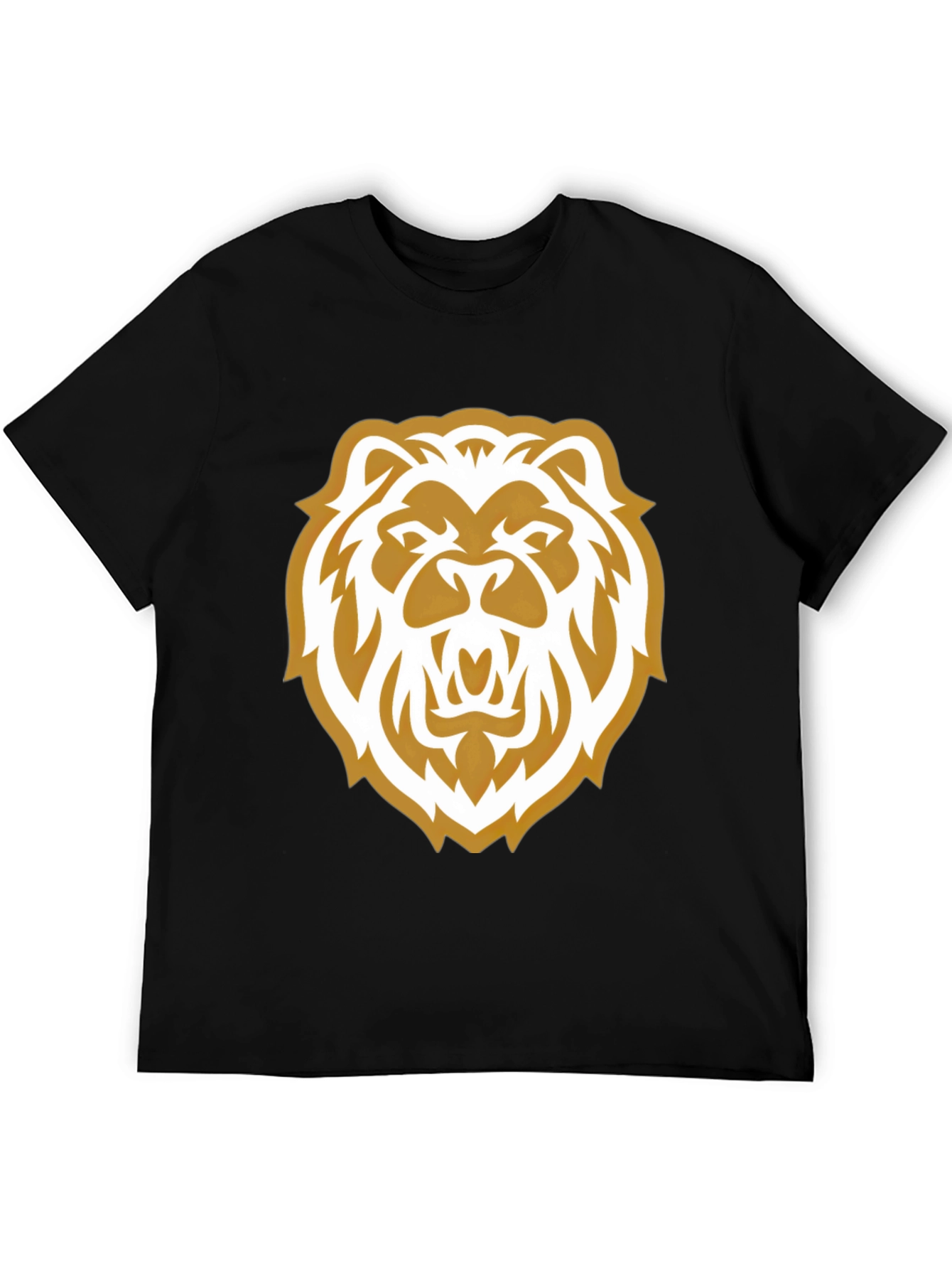 Lion Head Graphic Print Black Tee
