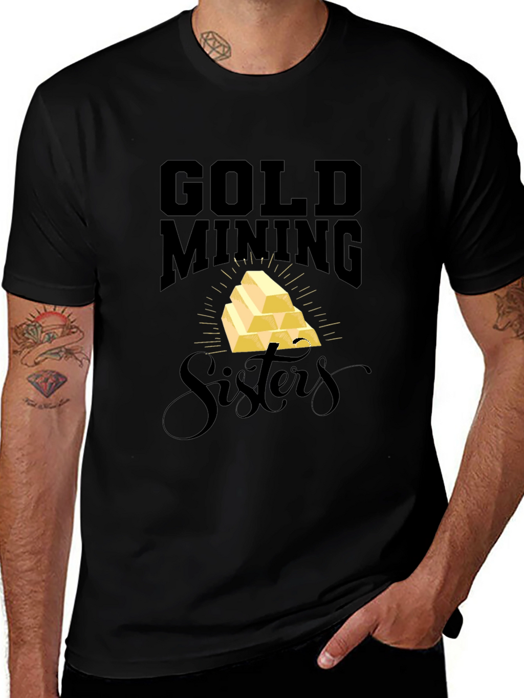 Gold Mining Sisters Black T-Shirt