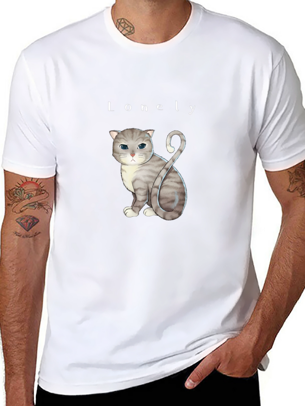 Lonely Cat Graphic T-Shirt - Soft Cotton Blend