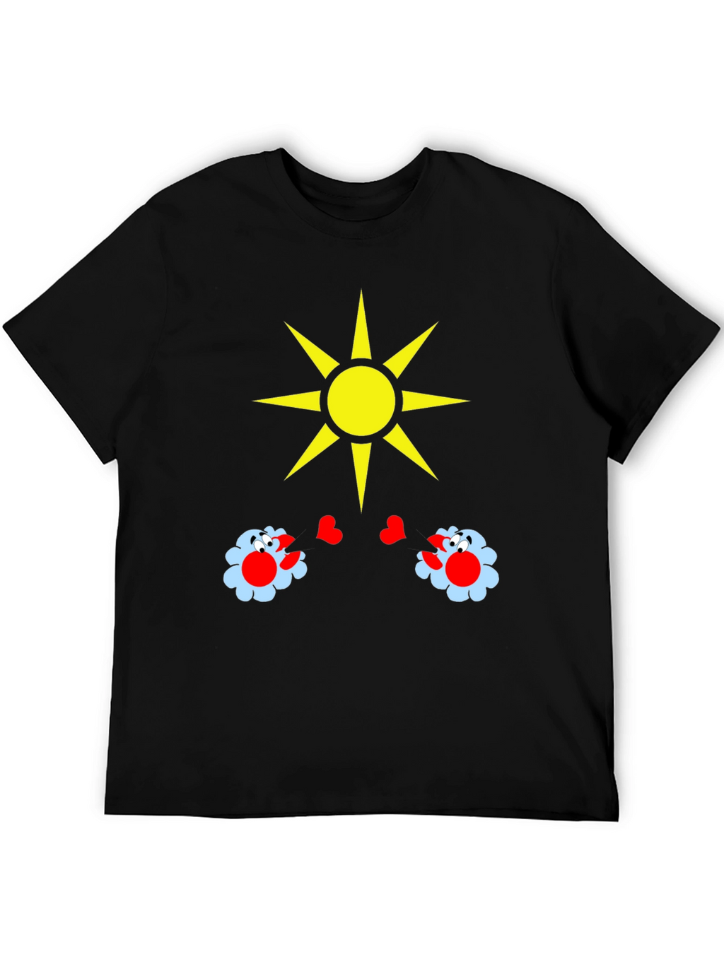 Novelty Graphic T-Shirt with Sun and Flower Design