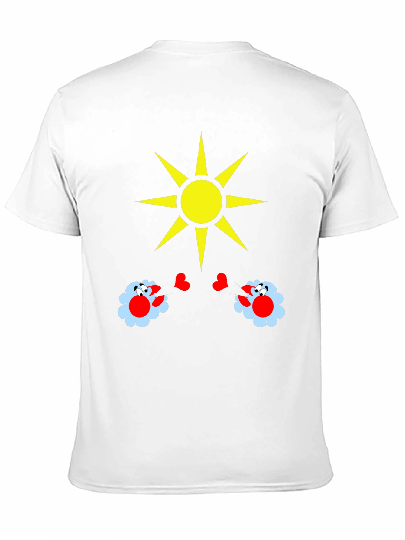 Novelty Graphic T-Shirt with Sun and Flower Design