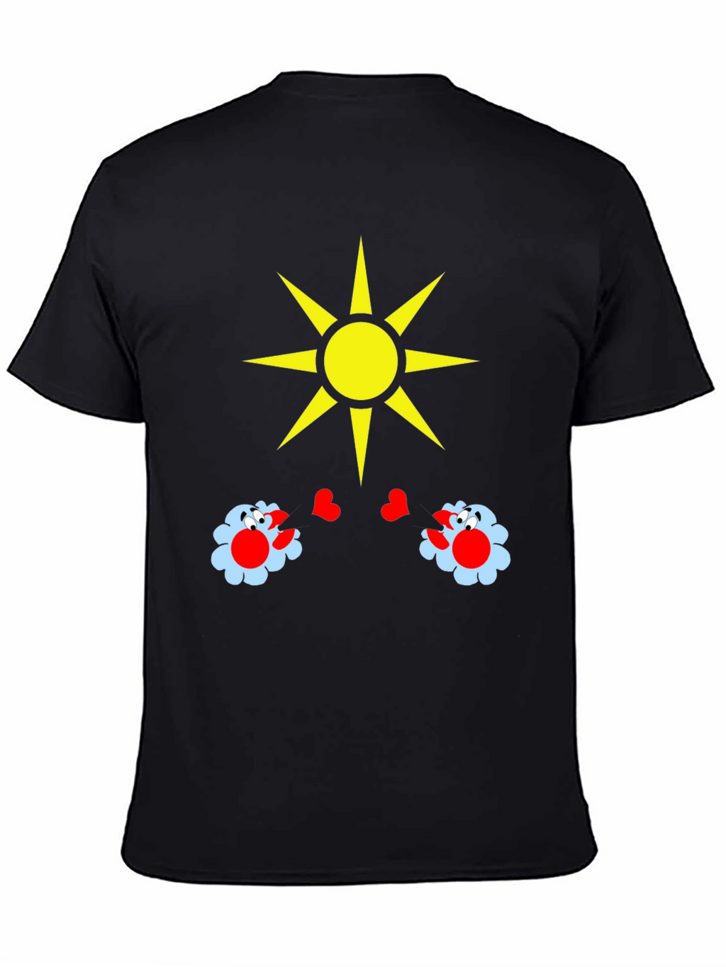 Novelty Graphic T-Shirt with Sun and Flower Design