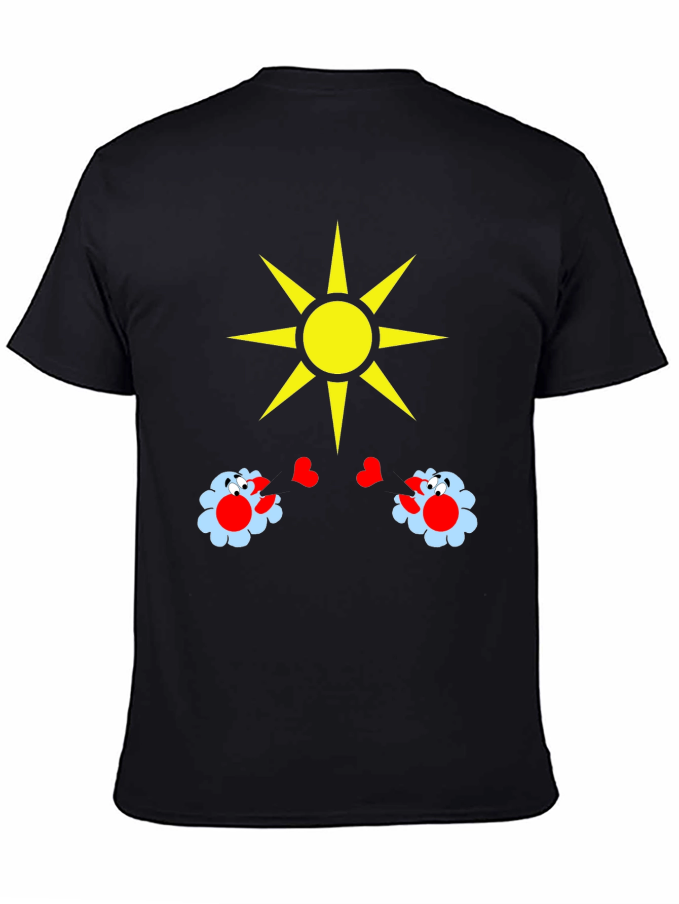 Novelty Graphic T-Shirt with Sun and Flower Design