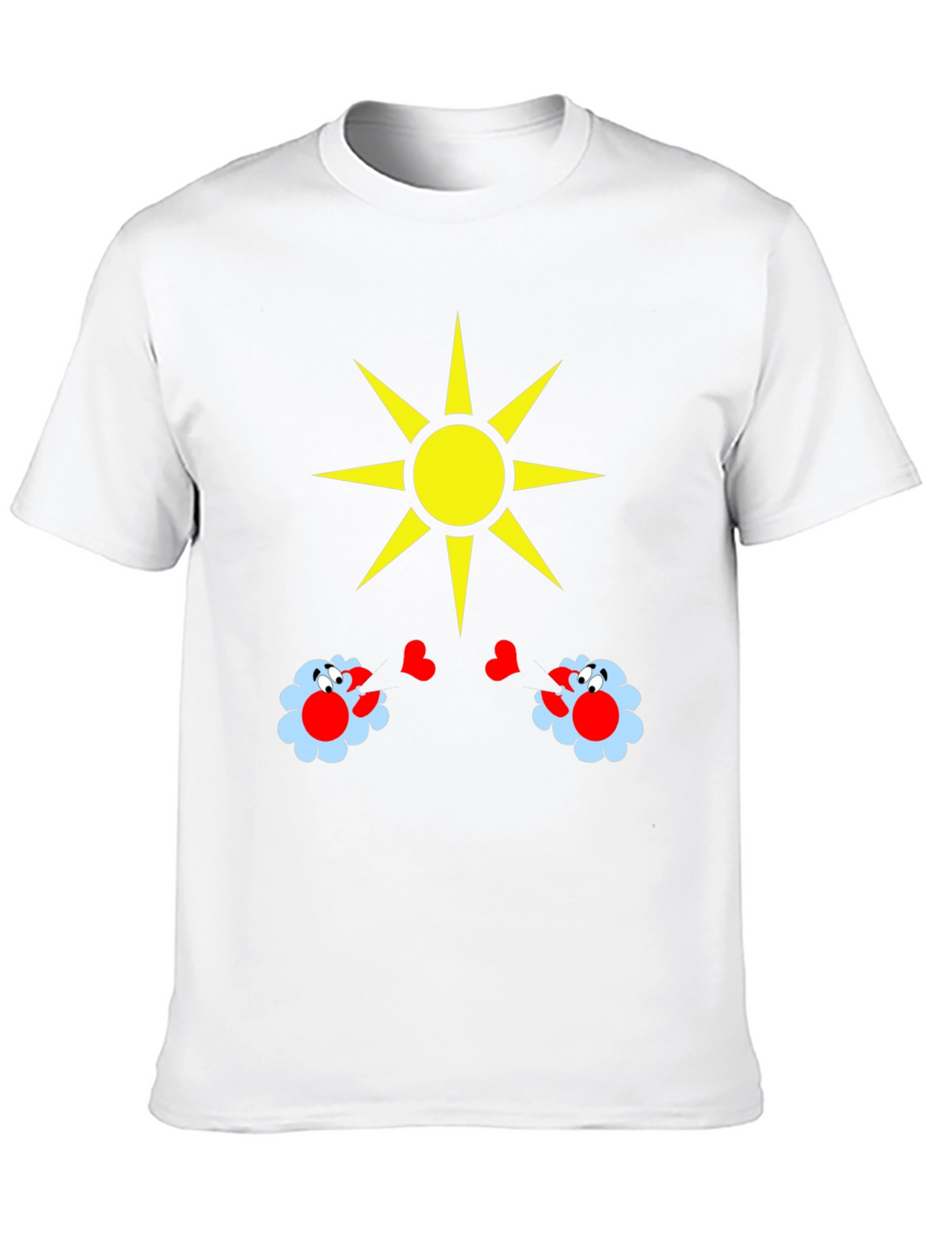 Novelty Graphic T-Shirt with Sun and Flower Design
