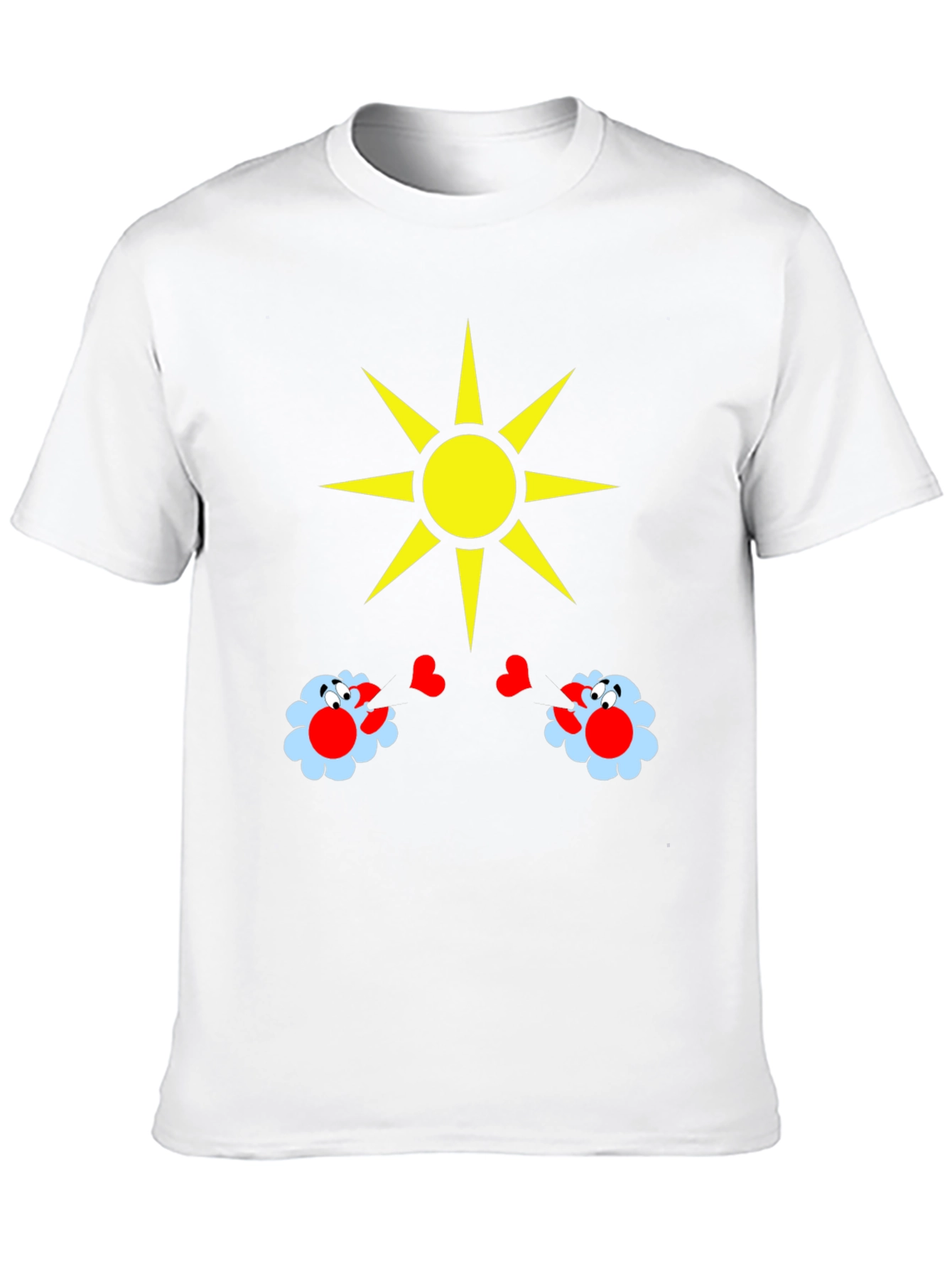 Novelty Graphic T-Shirt with Sun and Flower Design